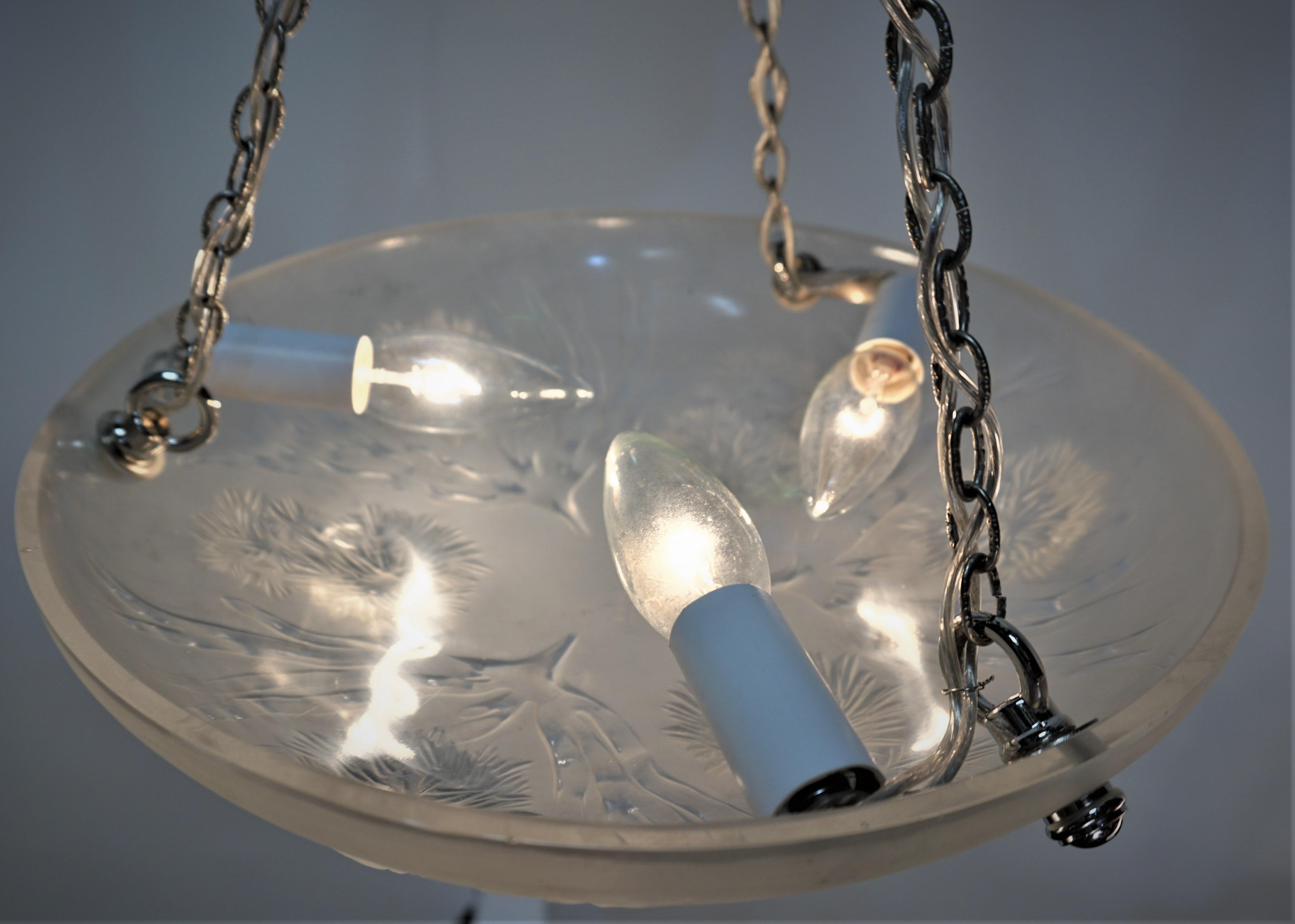 Art-Déco-Kronleuchter aus Glas mit Seeigel-Design von Sabino (Französisch) im Angebot