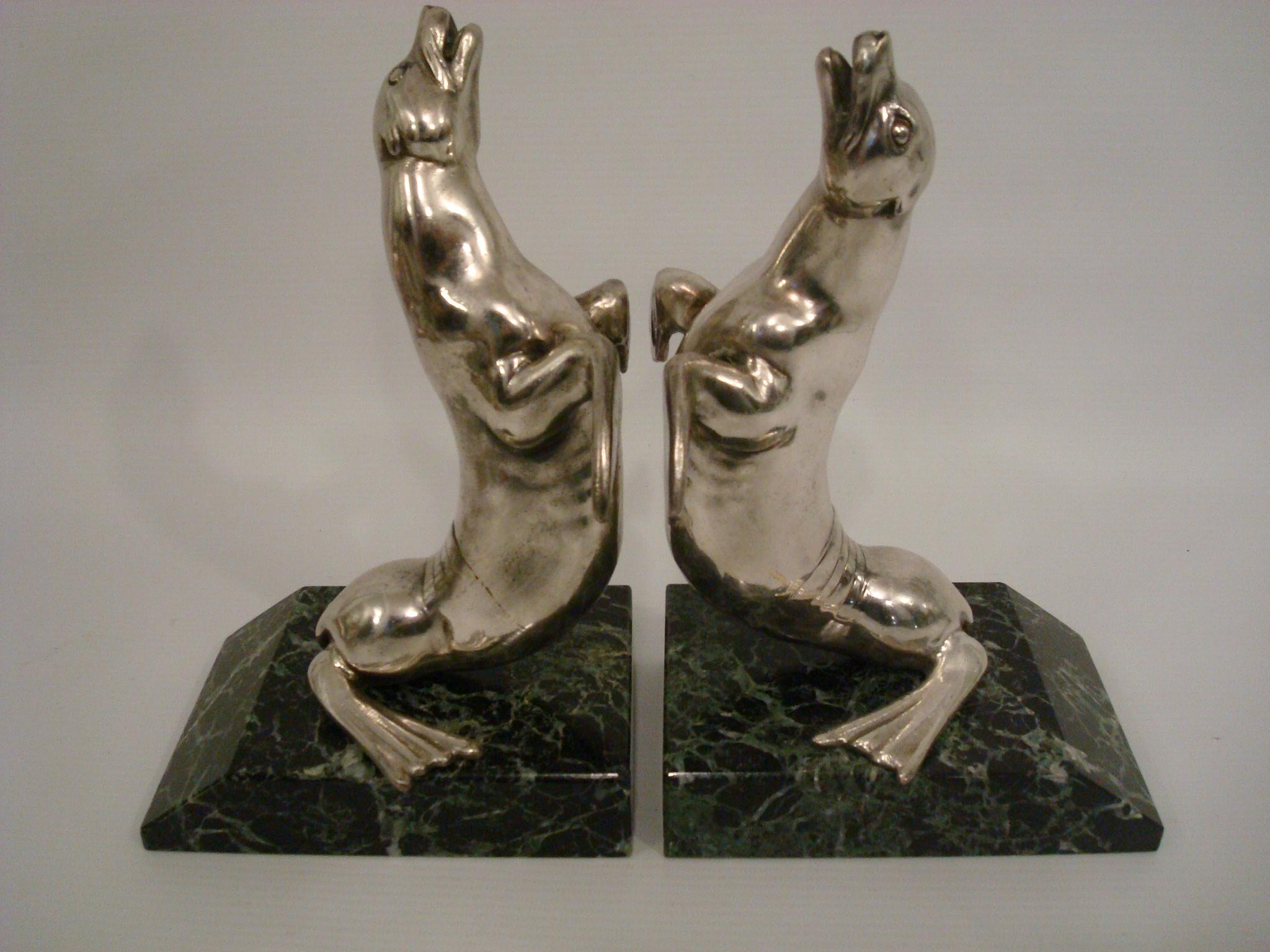 French Art Deco Seal Bookends Louis Albert Carvin France 1930 For Sale
