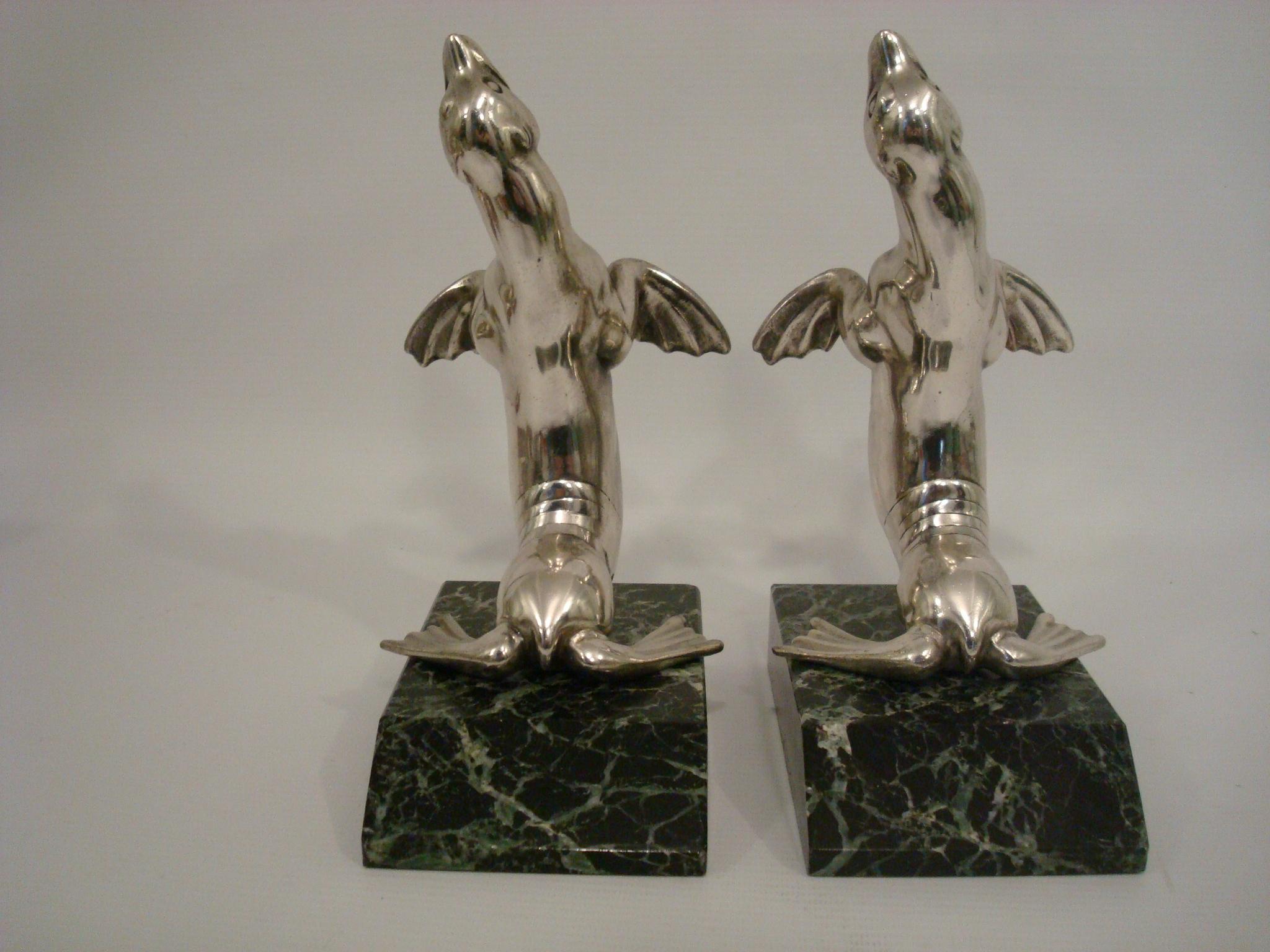 20th Century Art Deco Seal Bookends Louis Albert Carvin France 1930 For Sale