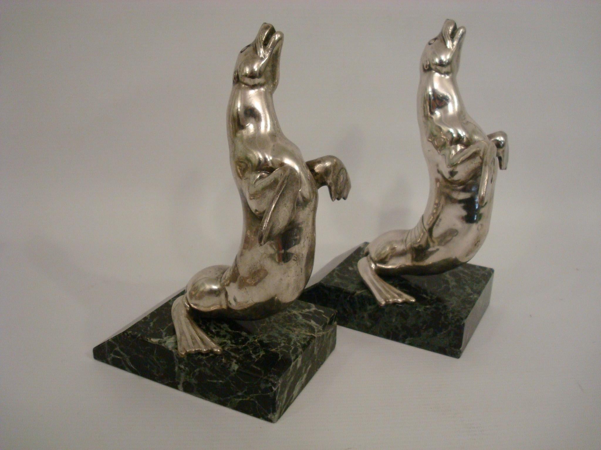 Art Deco Seal Bookends Louis Albert Carvin France 1930 For Sale 1