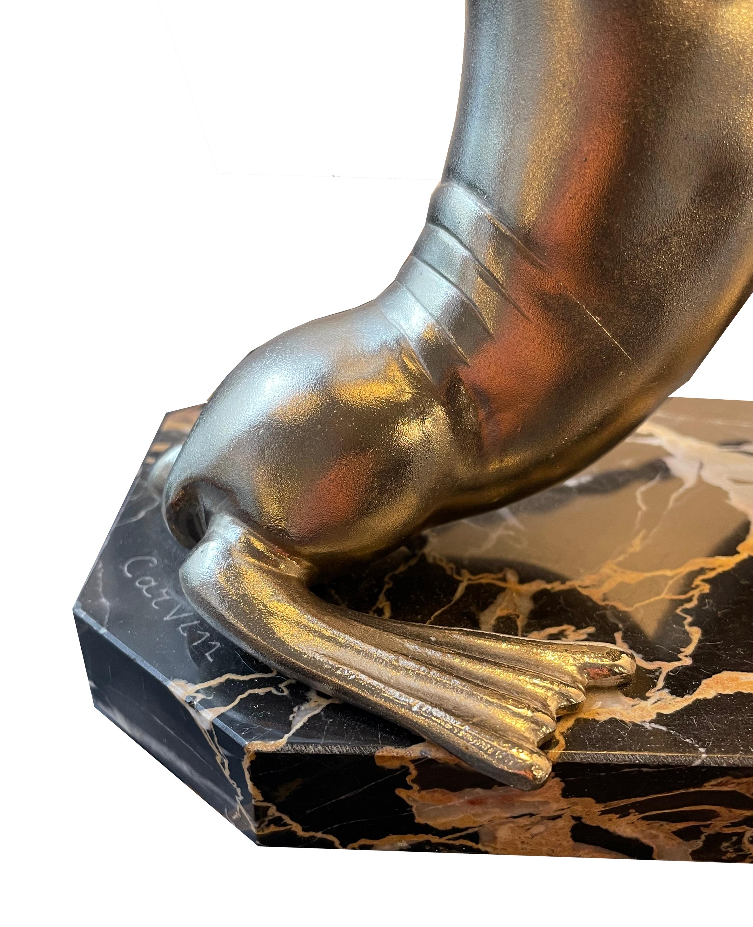 Argentato Lampada da tavolo Art Déco Seal di 