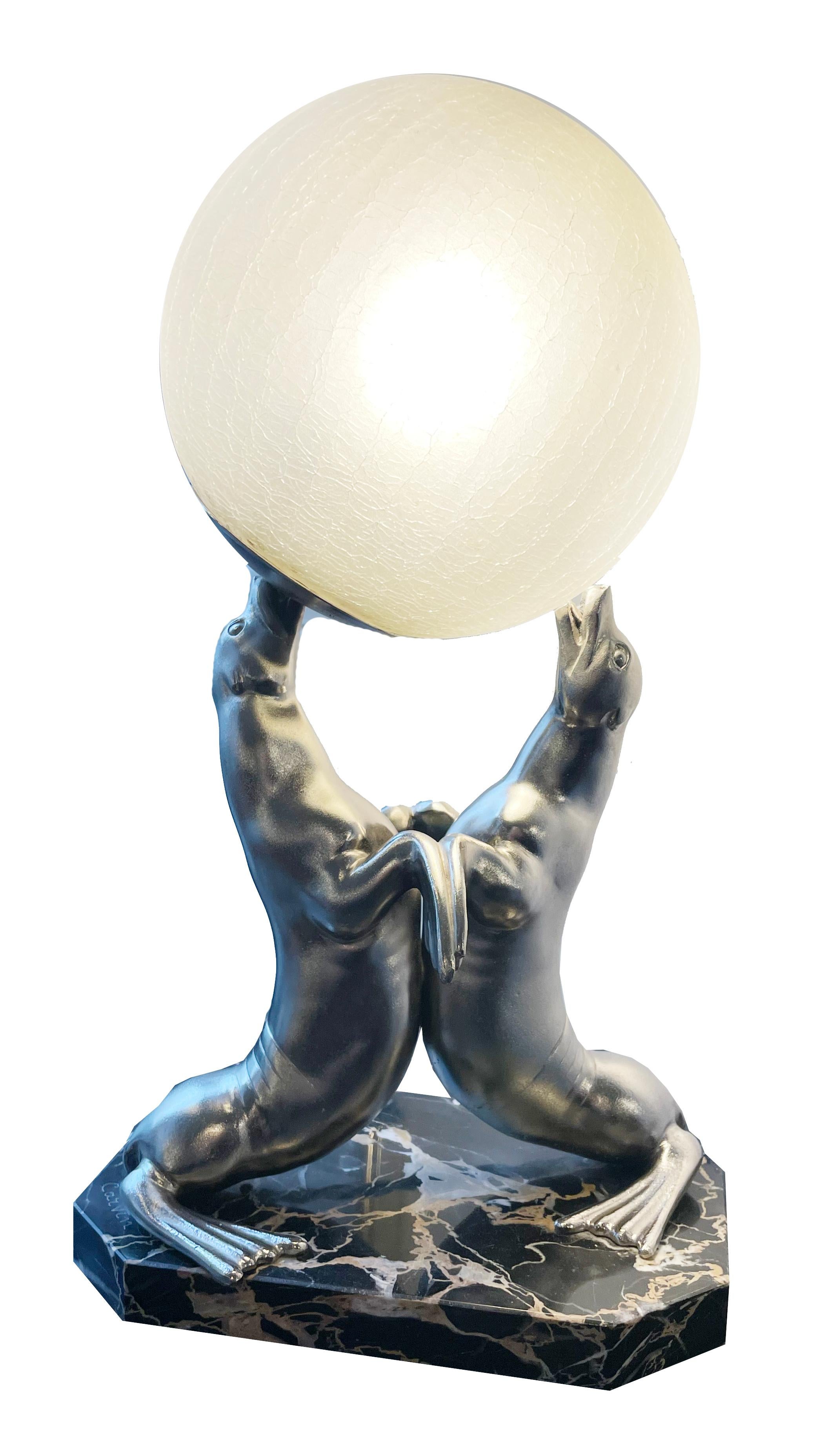 Lampada da tavolo Art Déco Seal di 