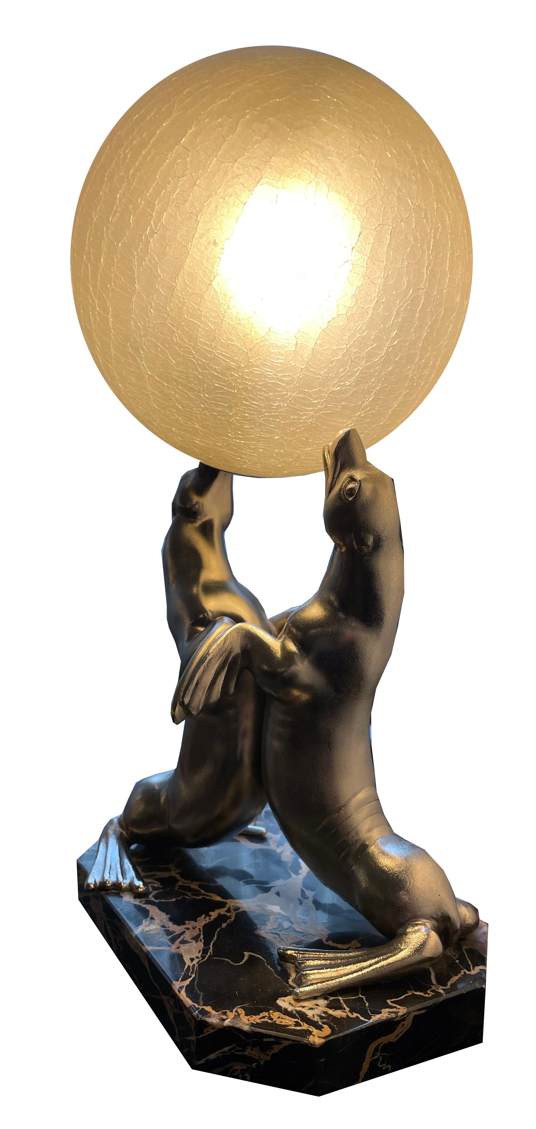 Lampada da tavolo Art Déco Seal di 