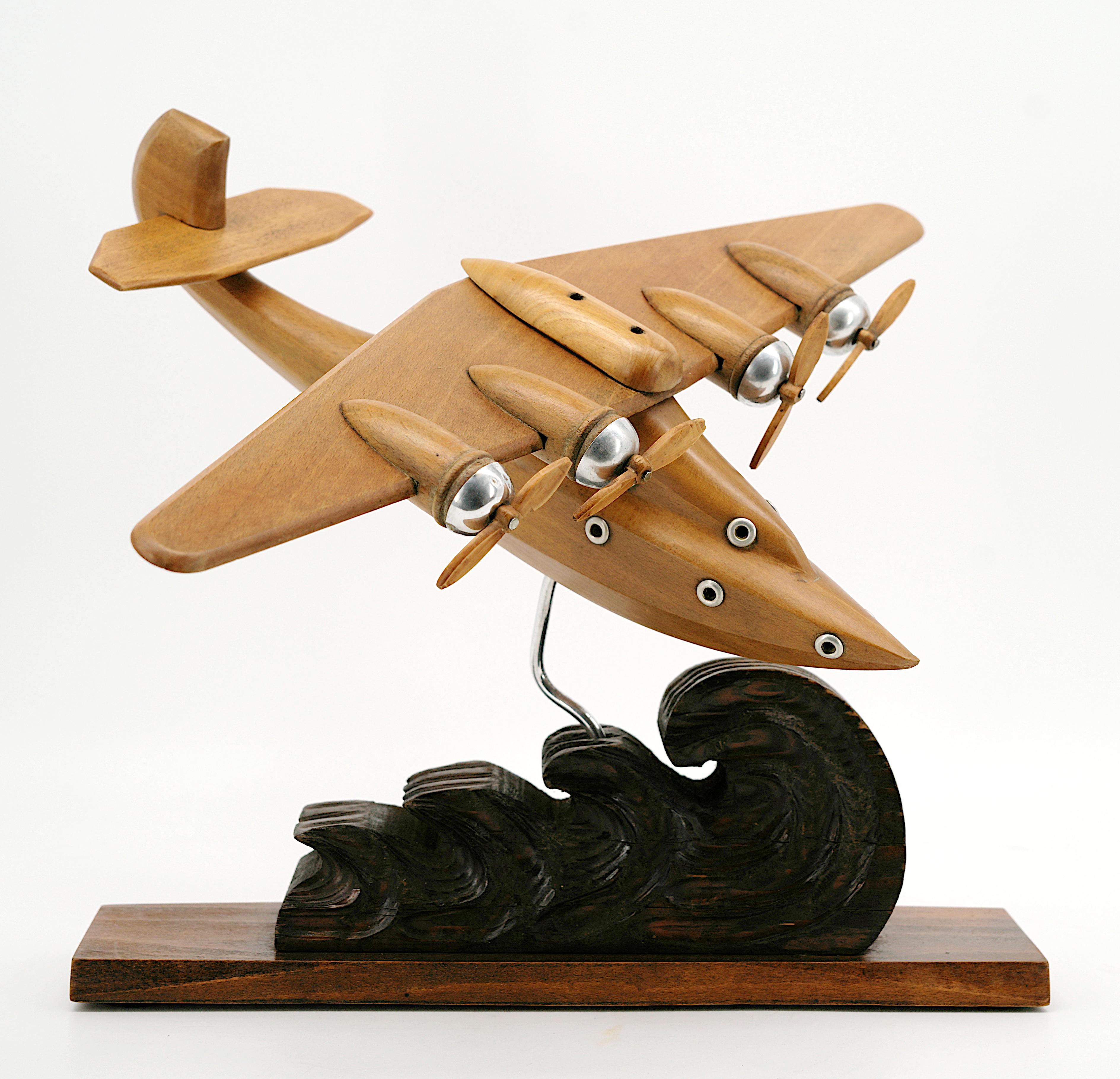Mid-20th Century Art Deco Seaplane model by ART BOIS 1930s For Sale