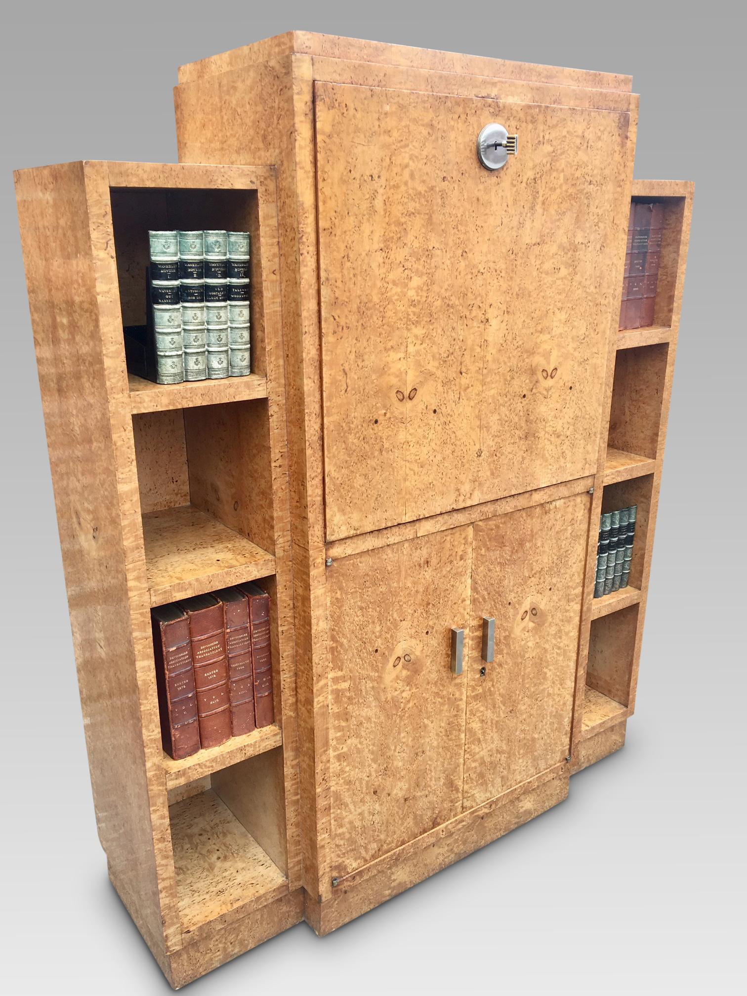 French Art Deco Secretaire Bookcase, circa 1930