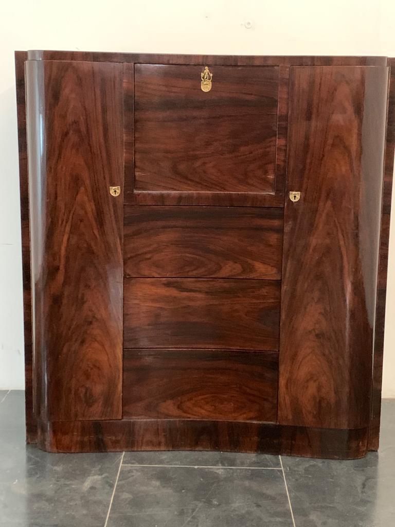 Art Deco Secretaire in Feather Mahogany In Good Condition For Sale In Montelabbate, PU
