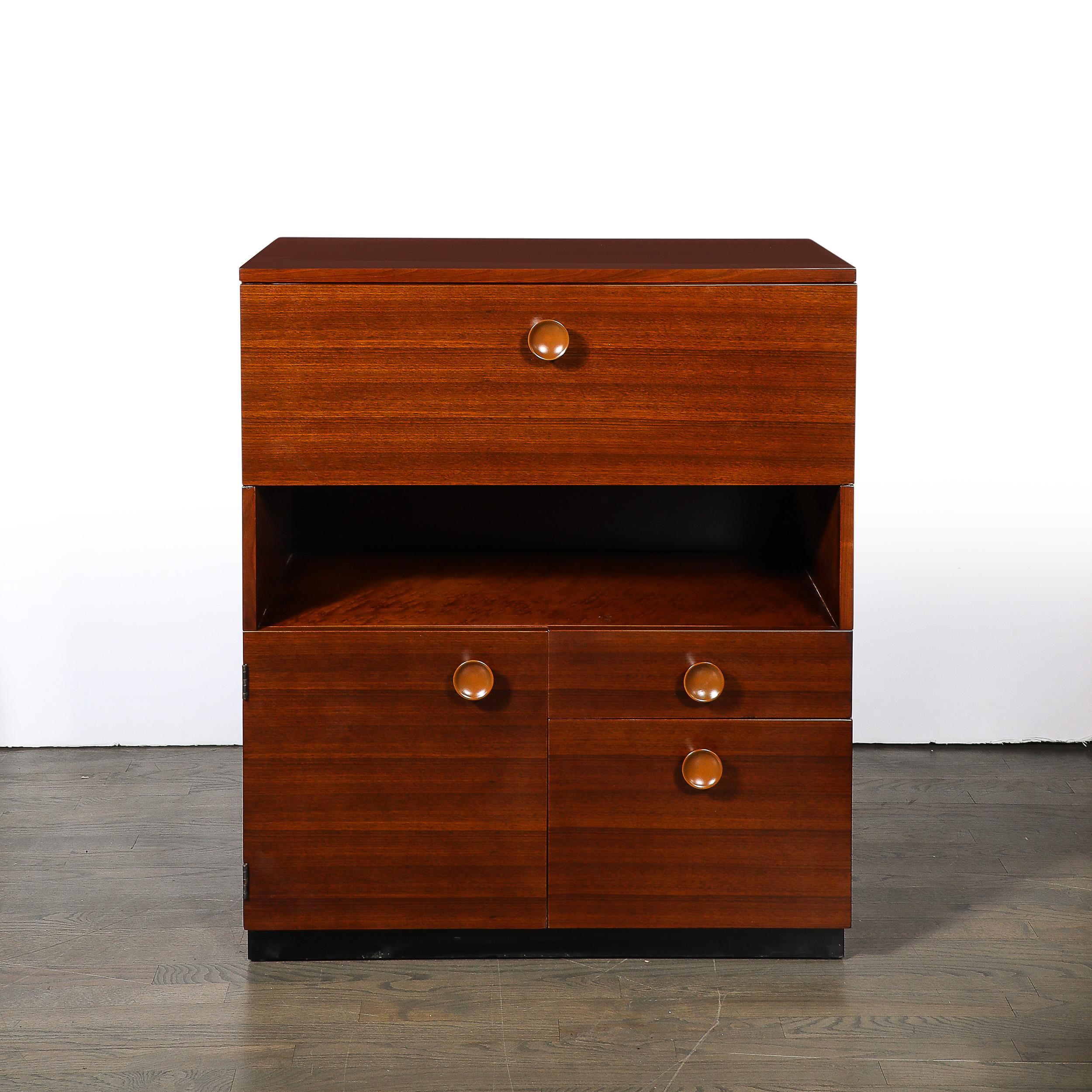American Art Deco  Secretary Cabinet  Desk in Book Matched  Walnut by Gilbert Rohde For Sale