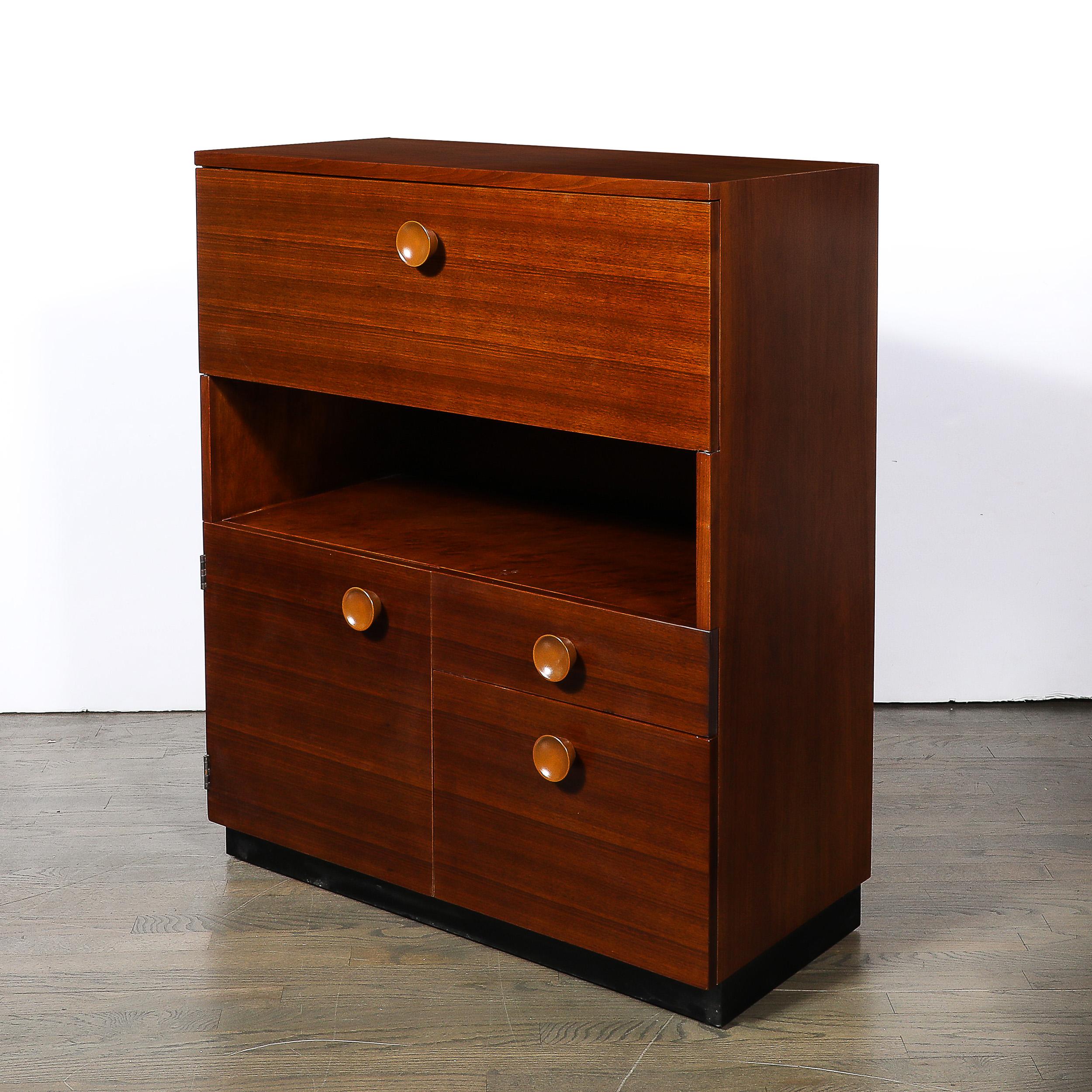 Mid-20th Century Art Deco  Secretary Cabinet  Desk in Book Matched  Walnut by Gilbert Rohde For Sale