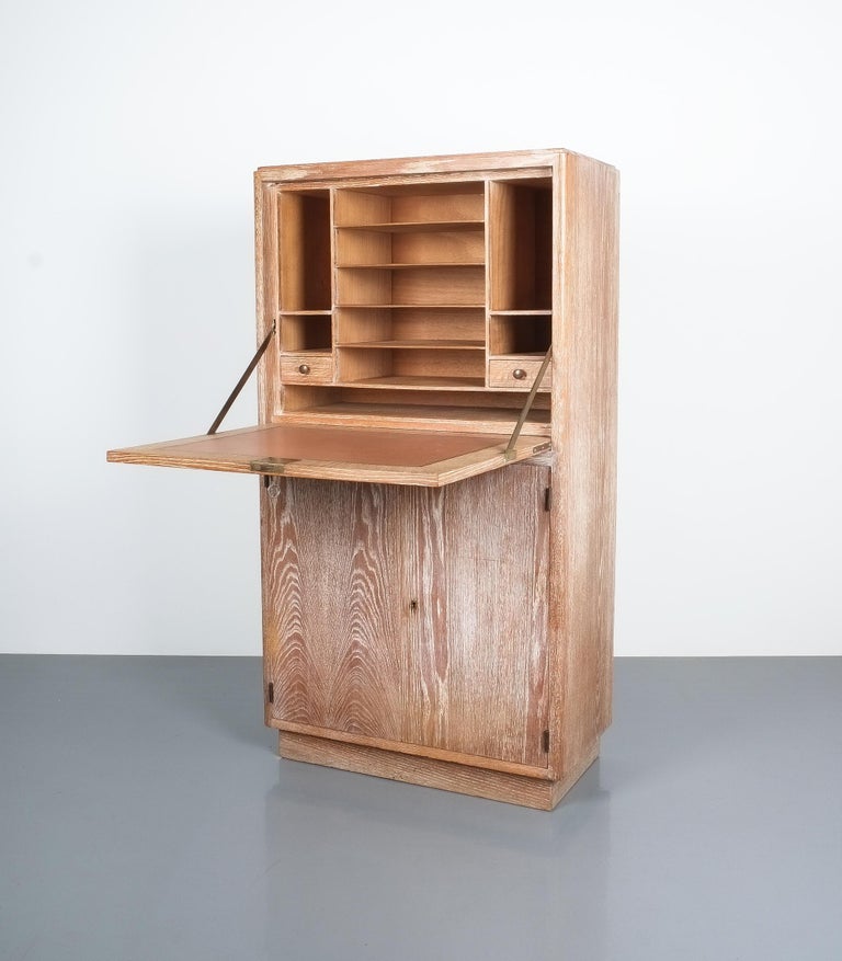 Art Deco Secretary Desk Cerused Oak, circa 1930 at 1stDibs