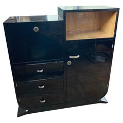 Art Deco secretary desk. France 1920s. High-gloss-black finish