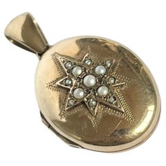 Médaillon Art déco en perles naturelles et or 9 carats