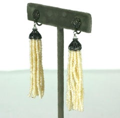 Art Deco Seed Pearl Tassel Earrings