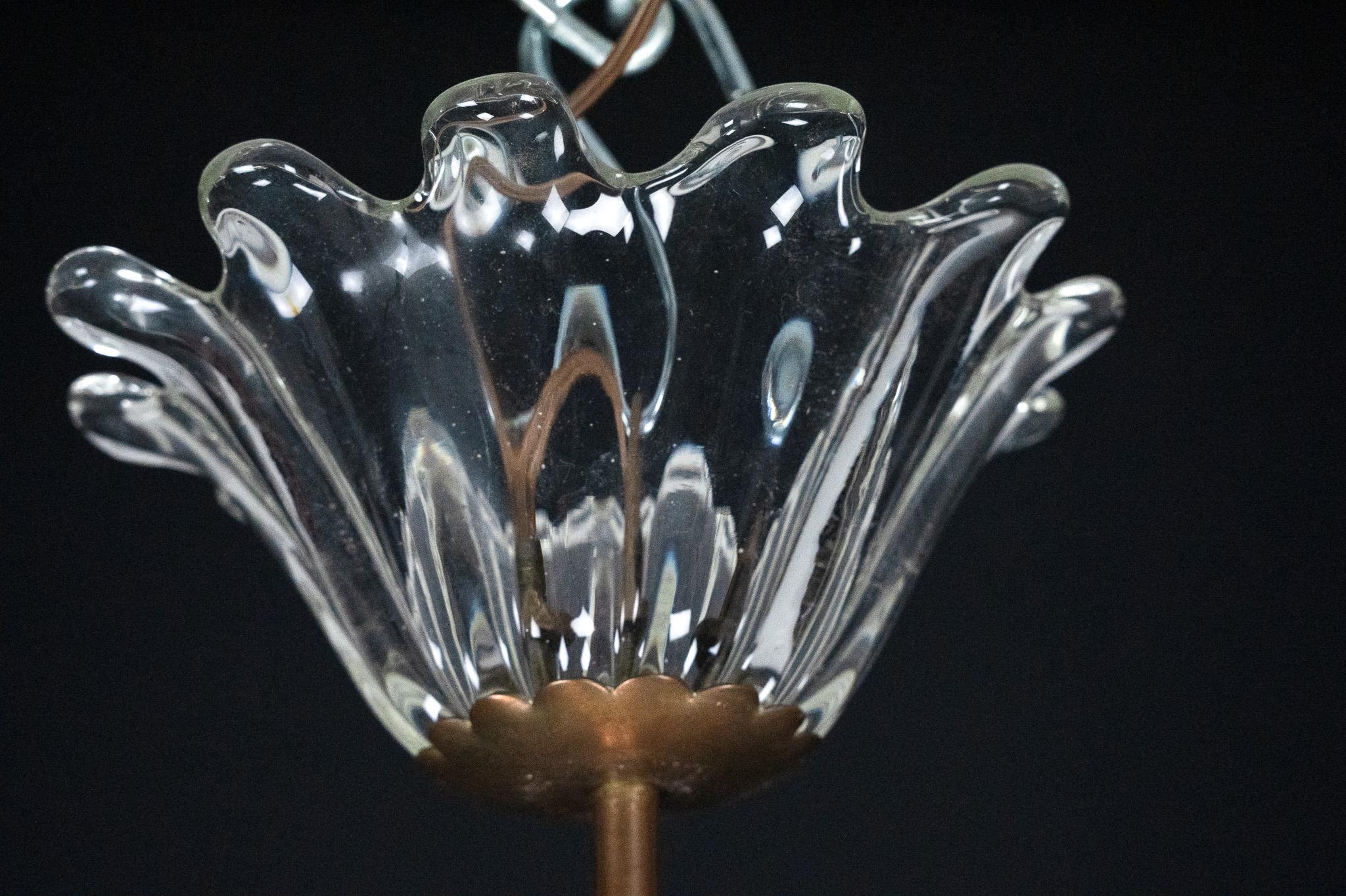Art Deco Seguso pendant lamp in Clear Murano glass. Italy 1940s For Sale 4