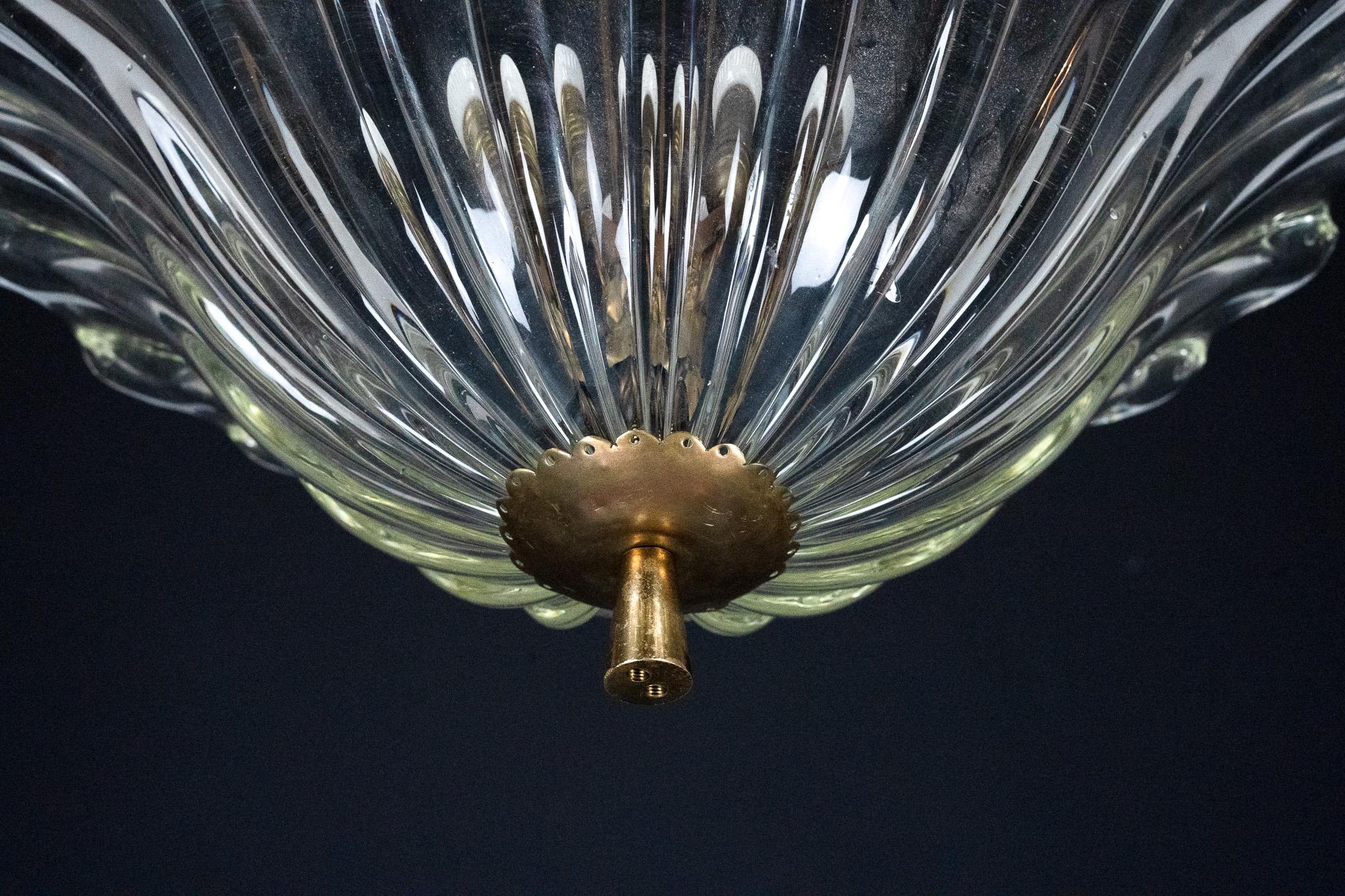 Art Deco Seguso pendant lamp in Clear Murano glass. Italy 1940s For Sale 2