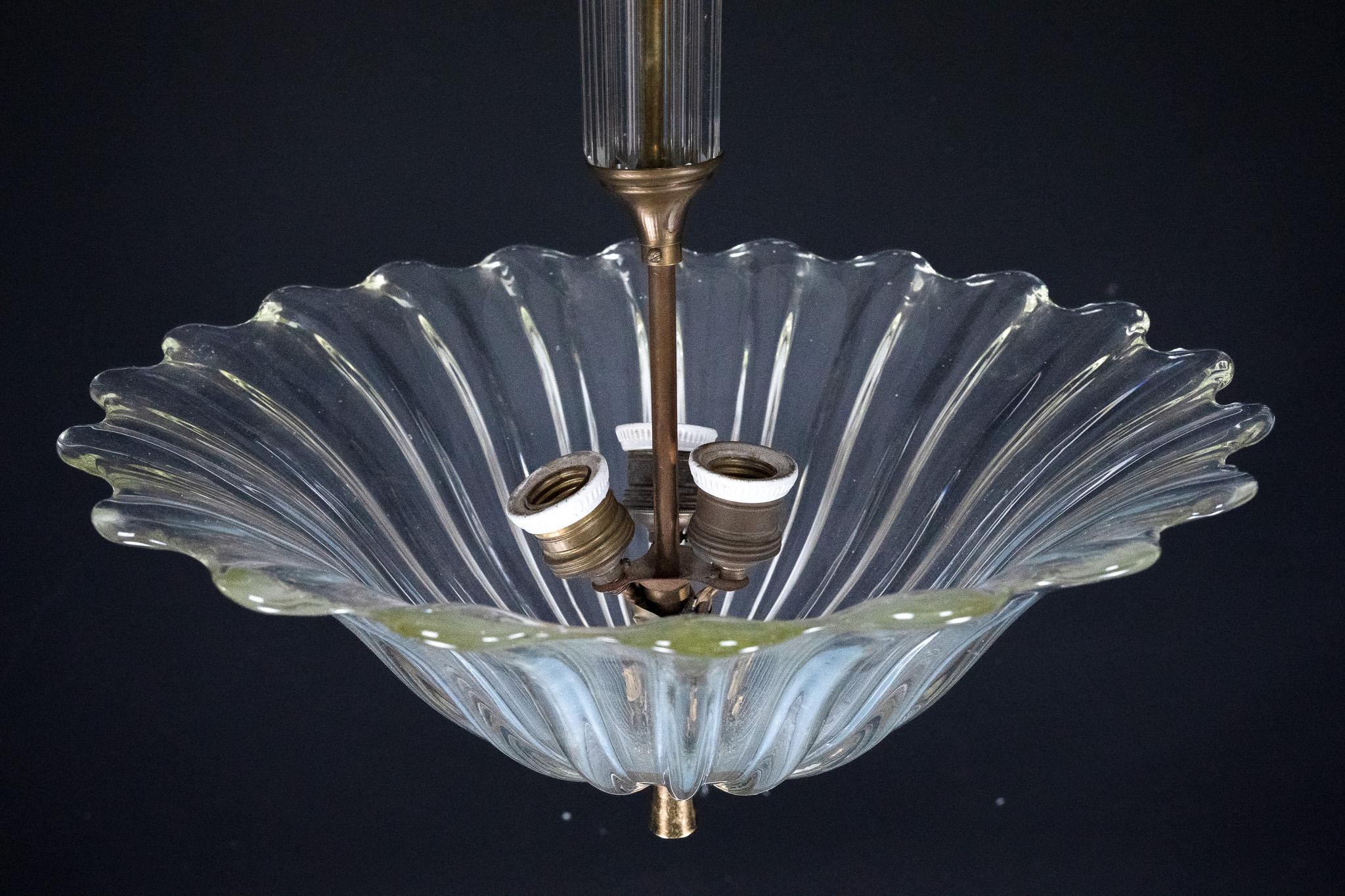 Art Deco Seguso pendant lamp in Clear Murano glass. Italy 1940s For Sale 3