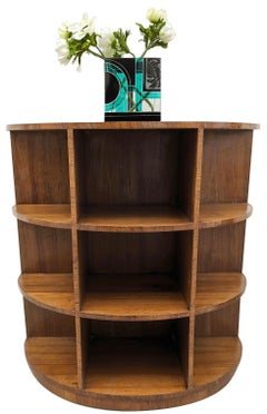 Art Deco Semi Circle Three Tier Walnut Bookcase, English, c1930