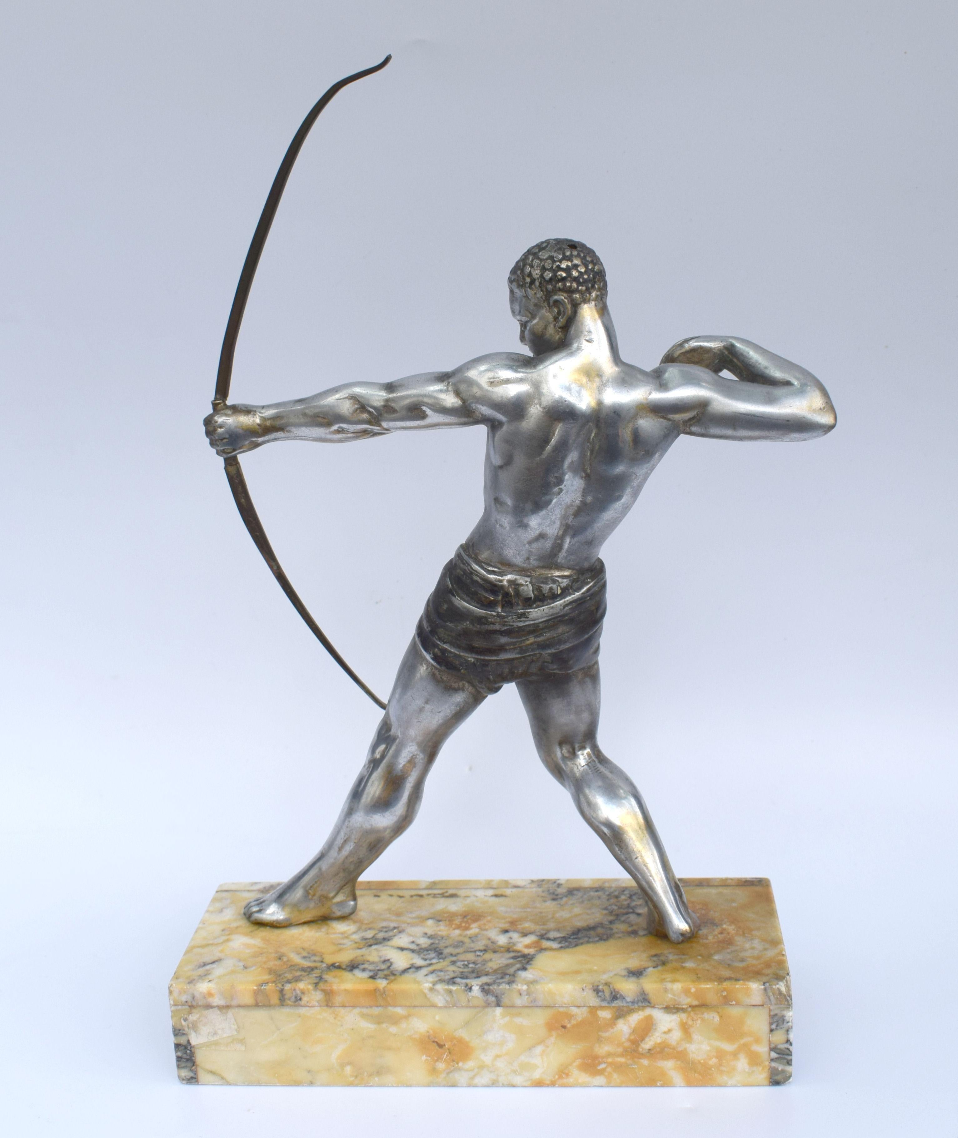 Art Deco Semi Nude Male Archer, France, circa 1930 In Good Condition In Devon, England