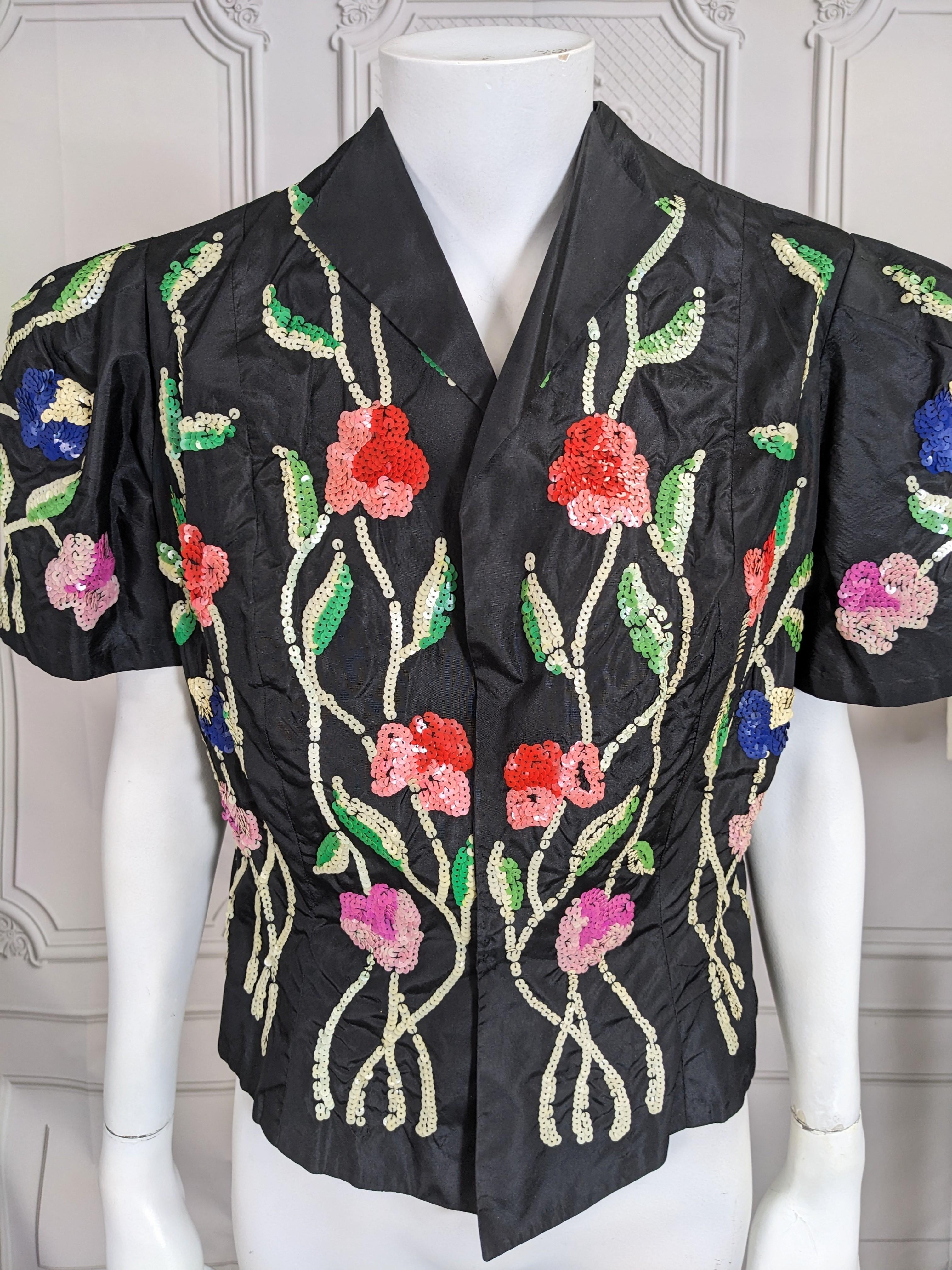Black Art Deco Sequin Evening Jacket For Sale