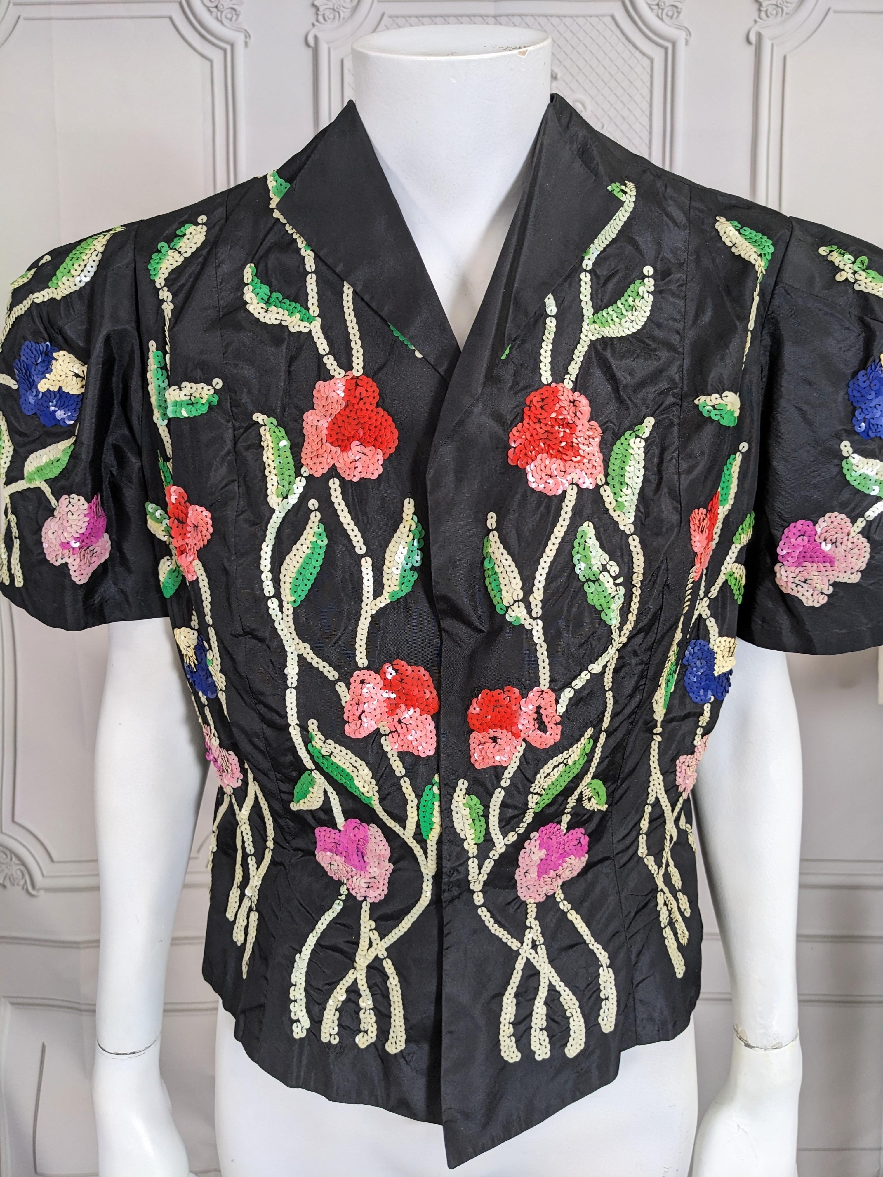 Noir Veste de soirée Art déco à sequins en vente