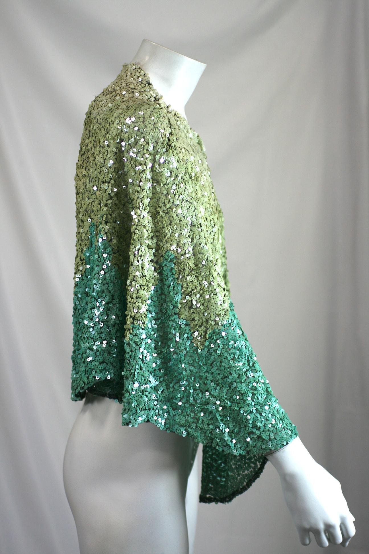 Gray Art Deco Sequin Short Evening Cape