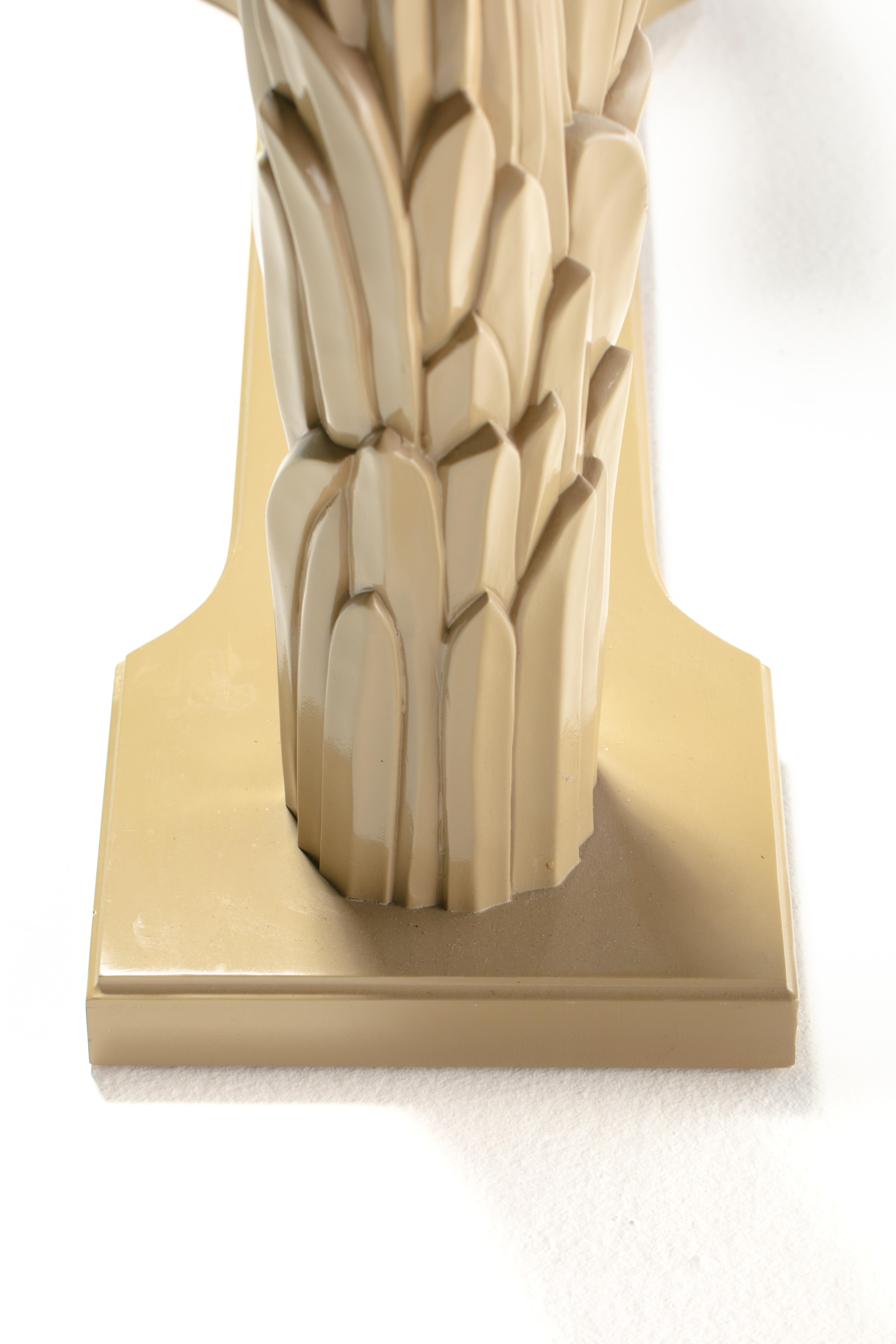 Art Deco Serge Roche Stil Palm Leaf Konsole lackiert in Mandel Latte um 1980 im Angebot 3