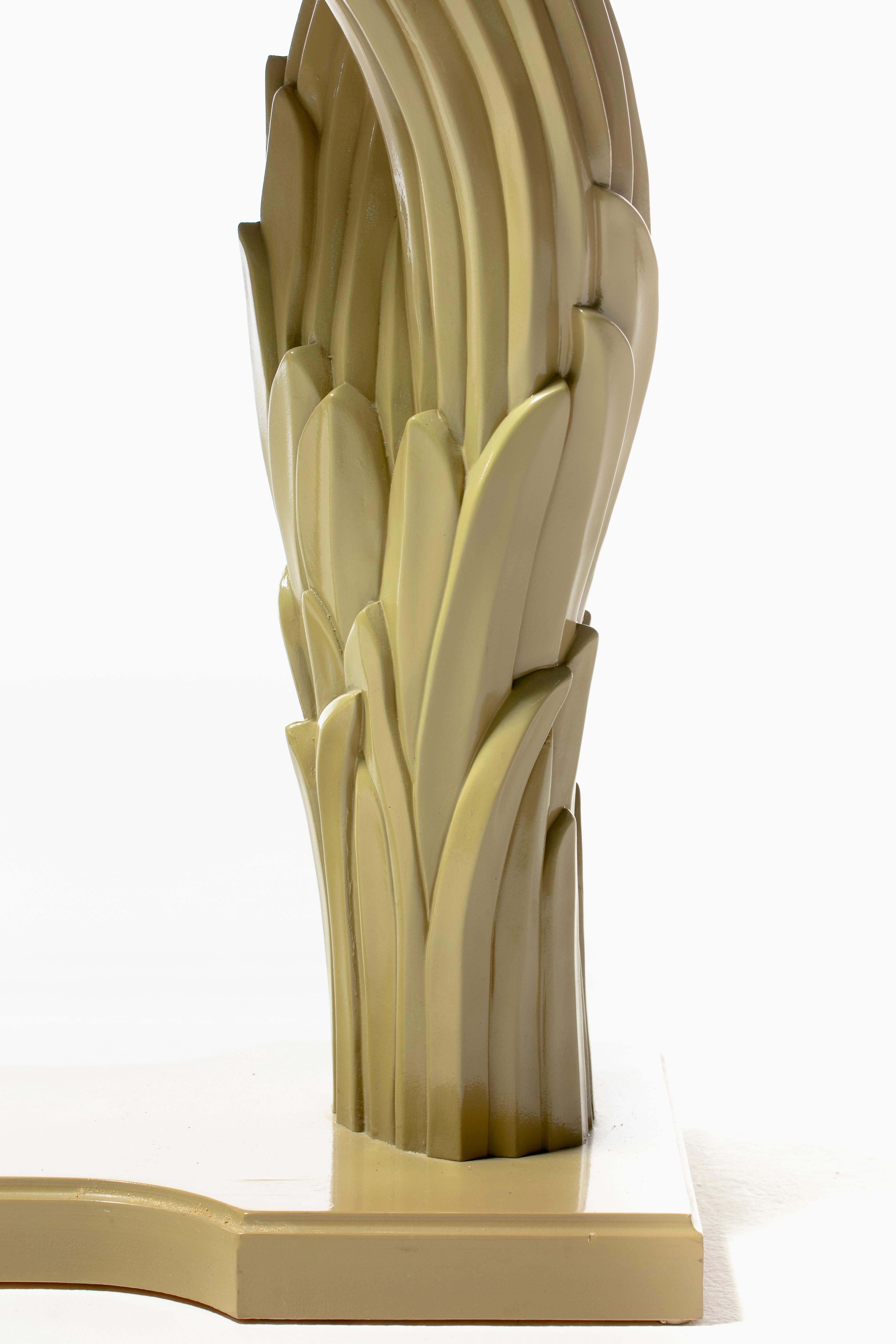 Art Deco Serge Roche Style Palm Leaf Console Lacquered in Almond Latte c. 1980 For Sale 6