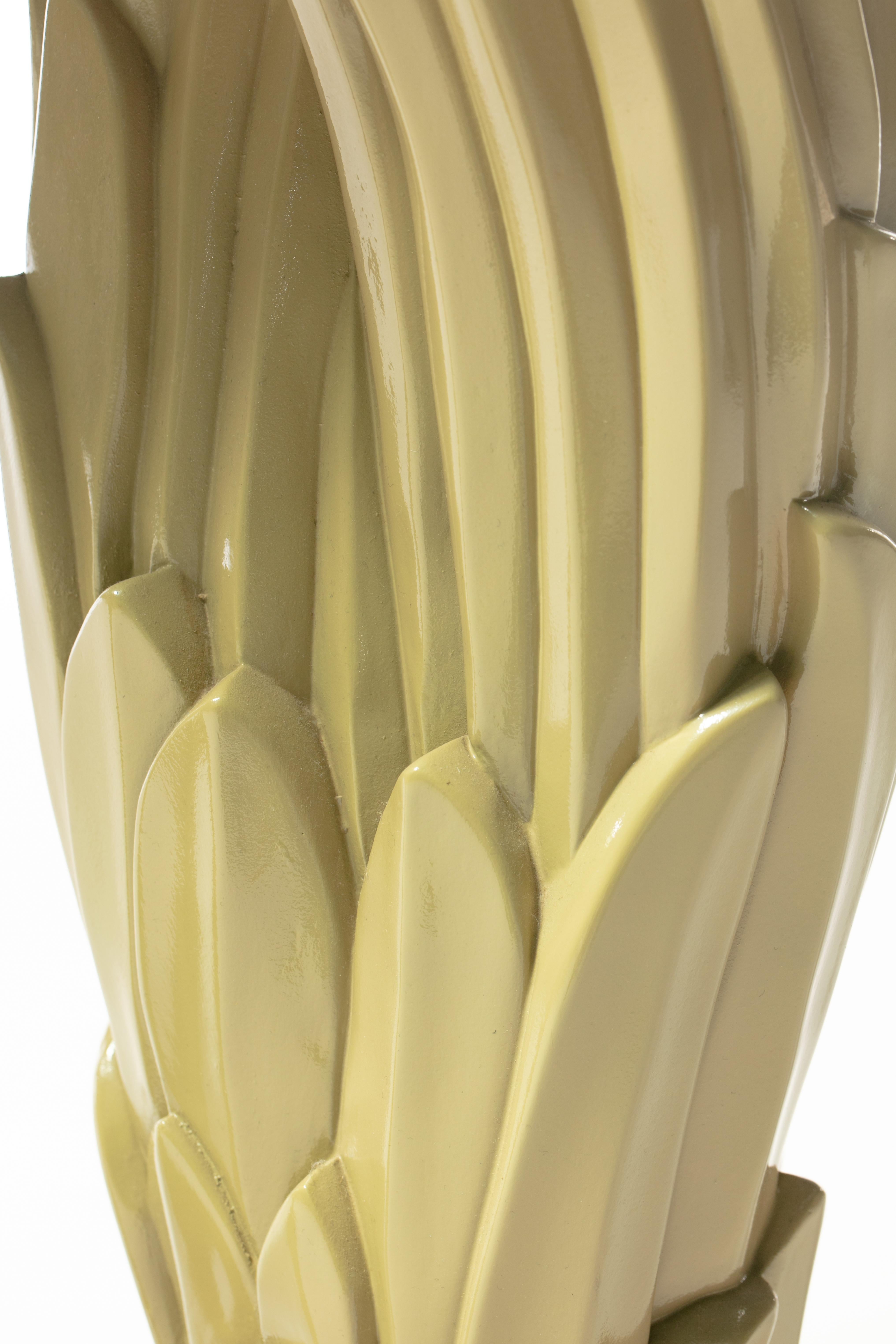 Art Deco Serge Roche Style Palm Leaf Console Lacquered in Almond Latte c. 1980 For Sale 7