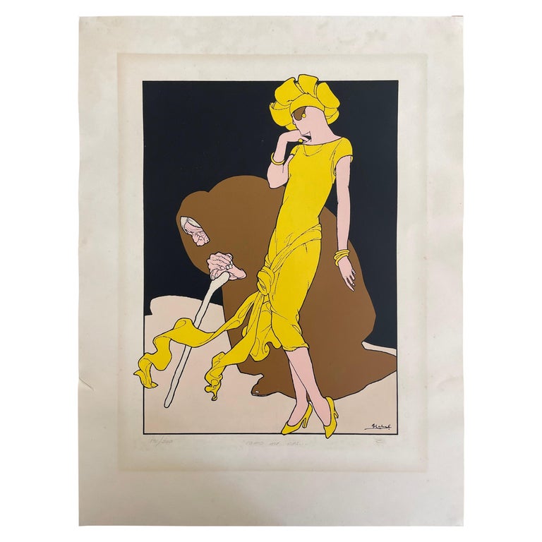 Art Deco Serigraph by Mexican Artist Ernesto Garcia Cabral Signed For Sale