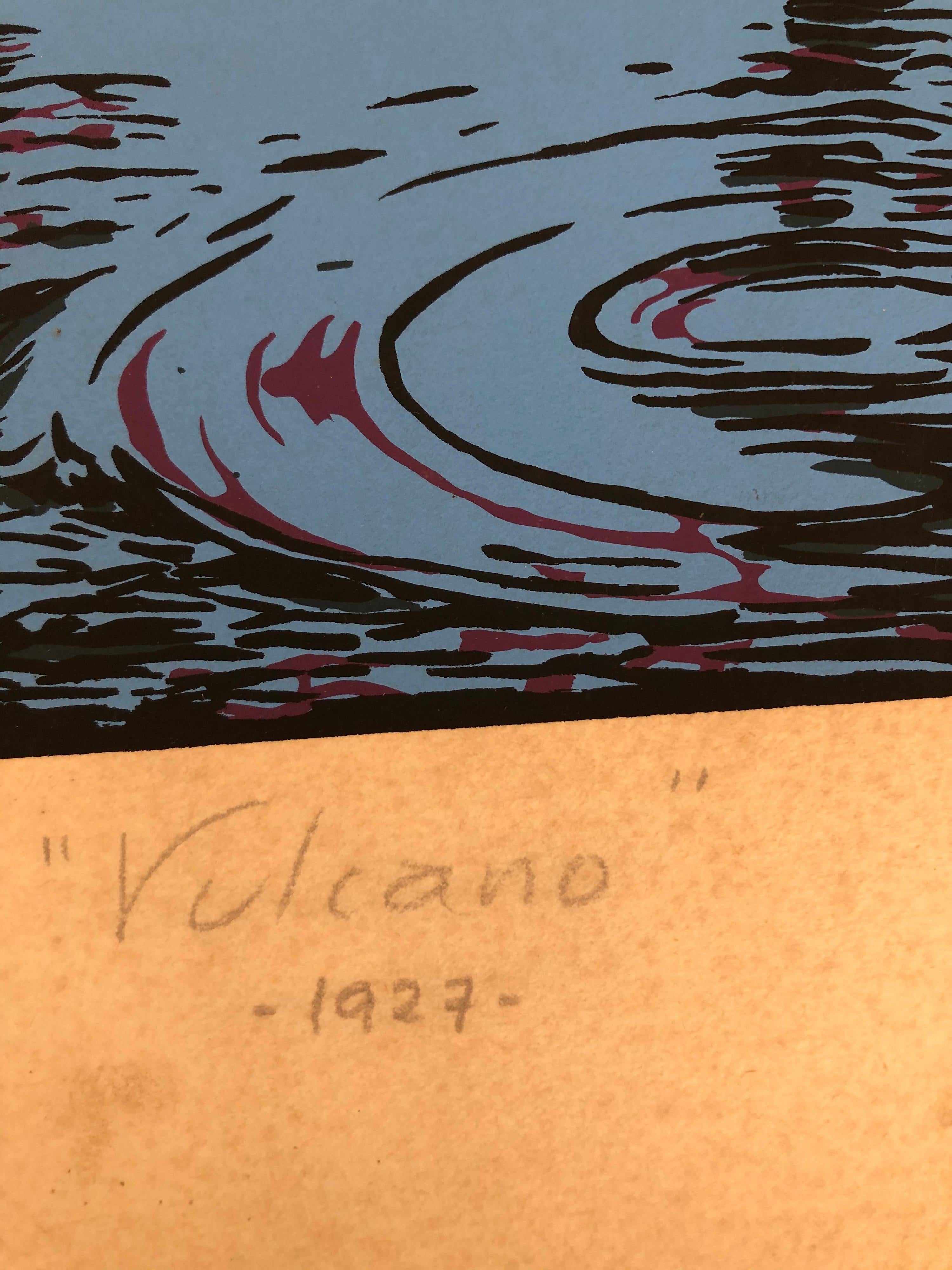 20ième siècle Paysage sérigraphié Art Déco de l'artiste Ernesto Garcia Cabral signé et daté
