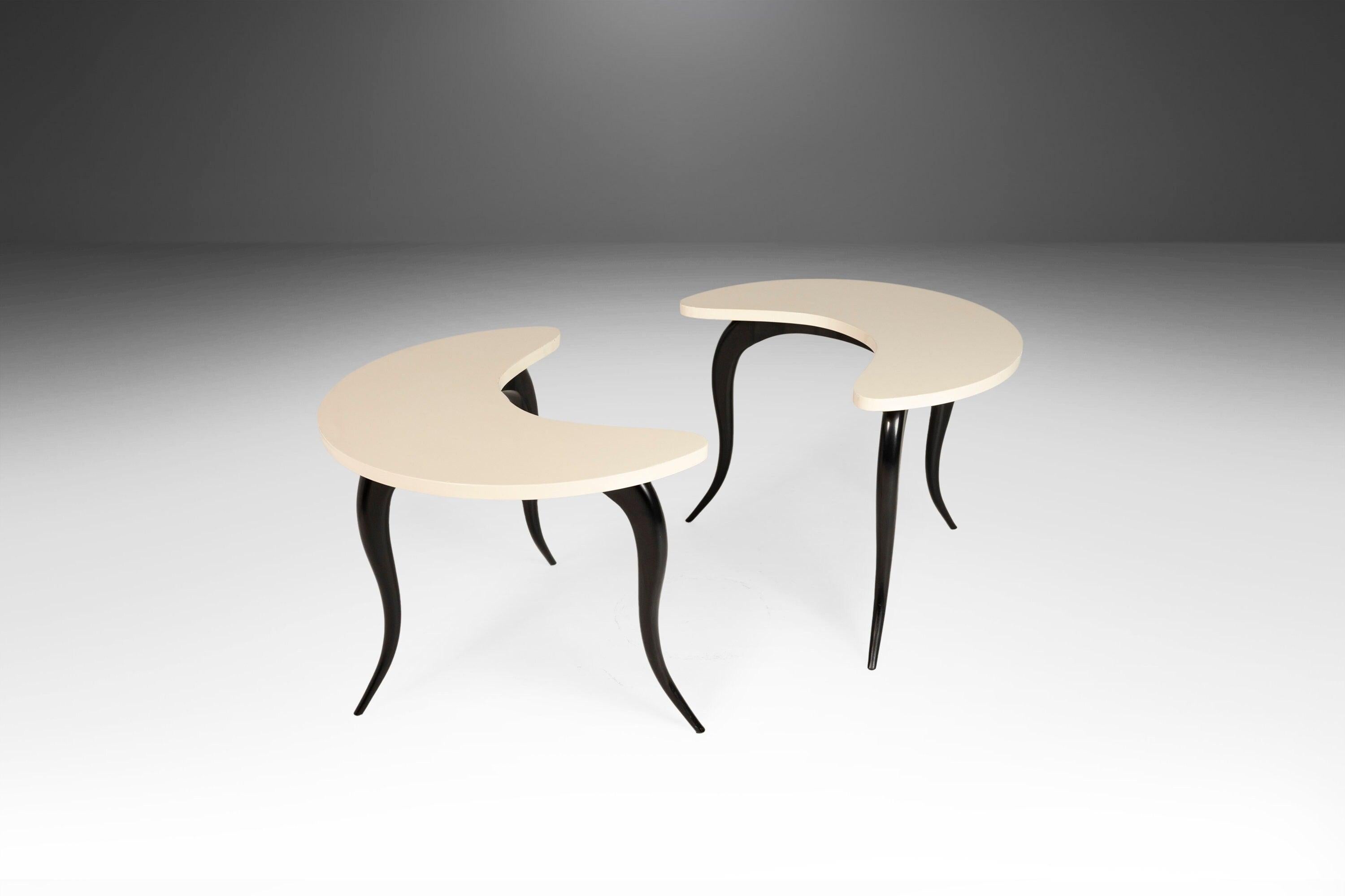 Italian Art Deco Serpentine 3 Piece Table Set After Osvaldo Borsani Including a Coffee For Sale