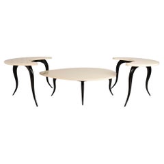 Art Deco Serpentine 3 Piece Table Set After Osvaldo Borsani Including a Coffee