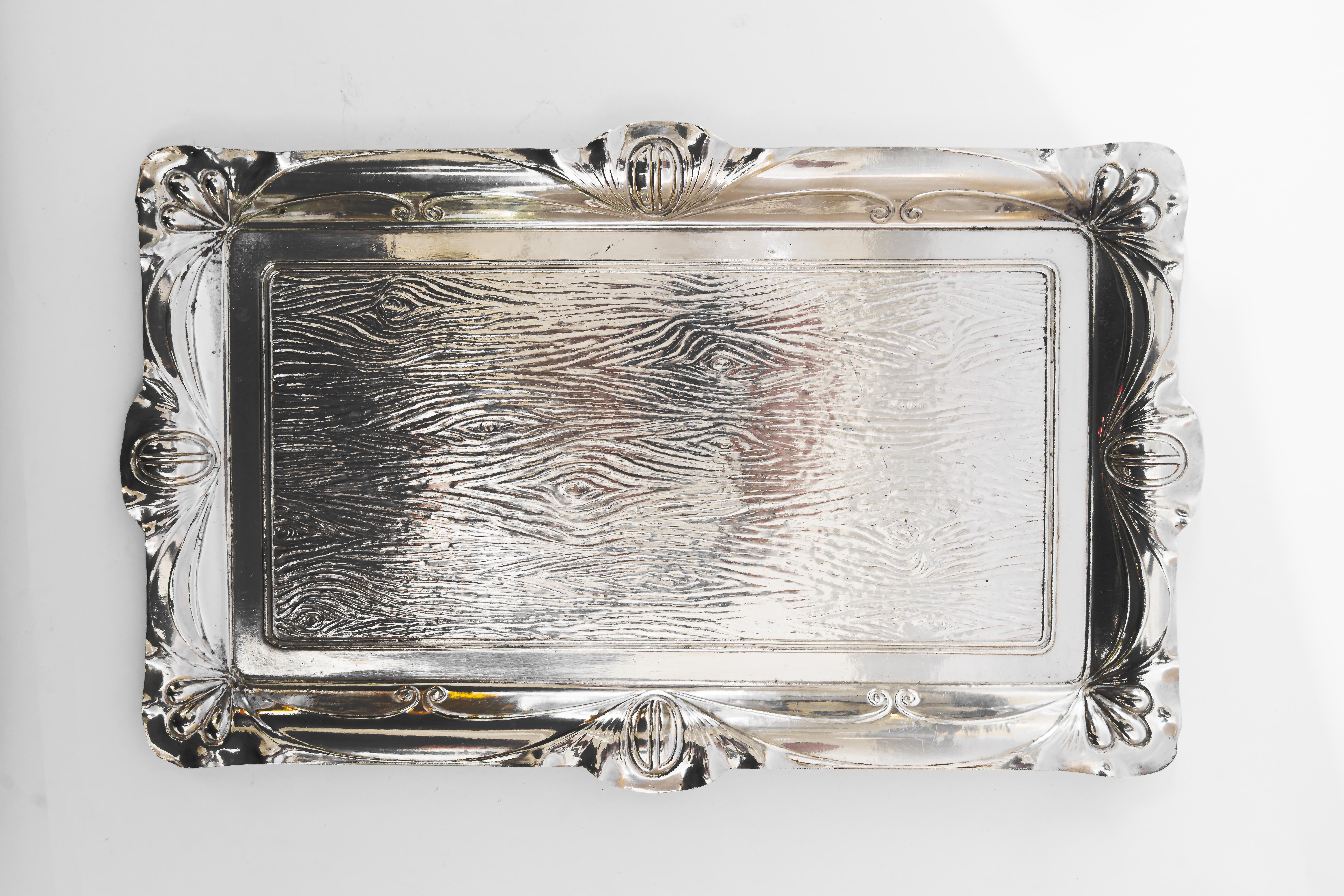 Art Deco Serving Plate Nickel-Plated Vienna Around, 1920s For Sale 1