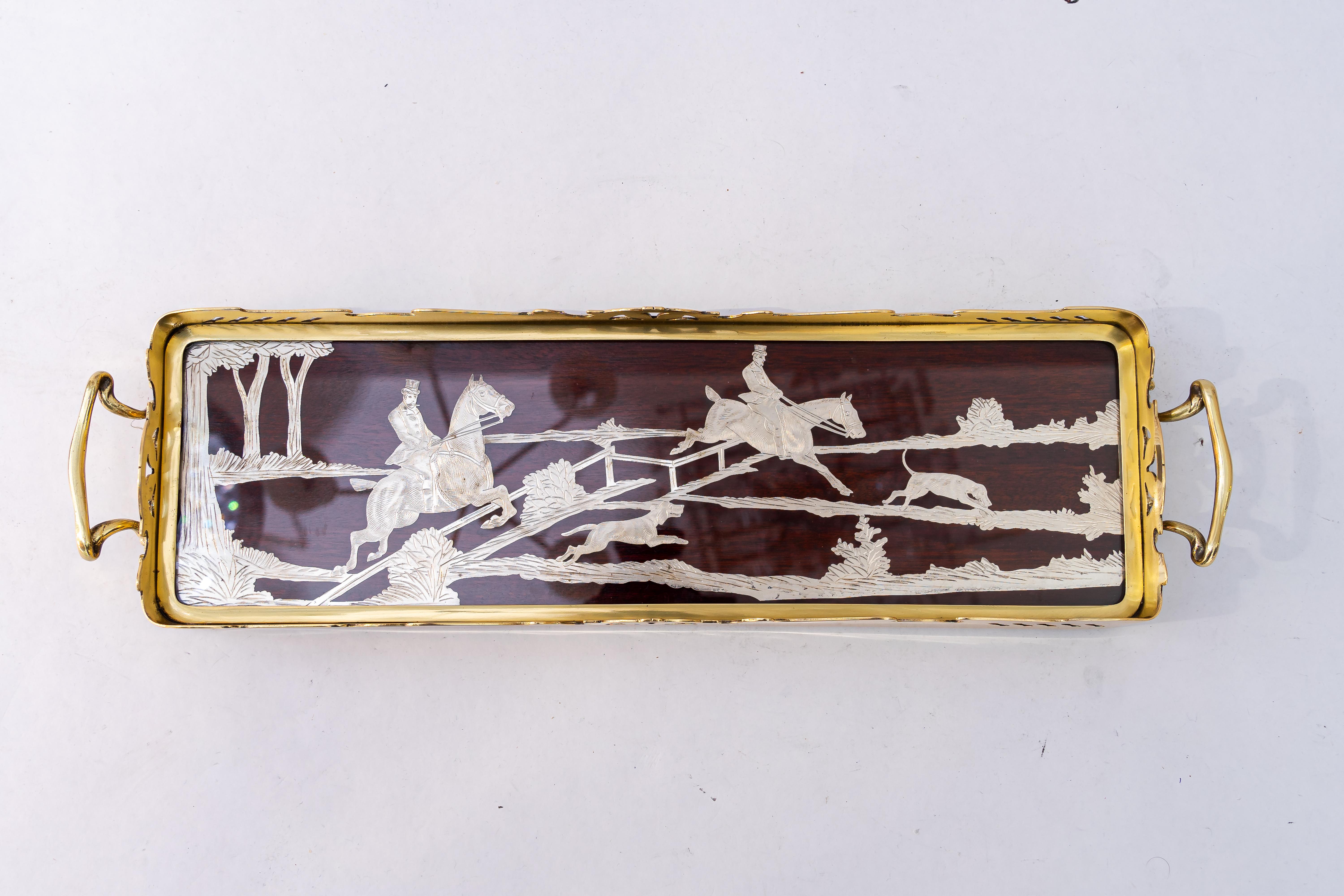 Plato de servicio Art Déco parcialmente plateado viena hacia 1920 Art Decó en venta