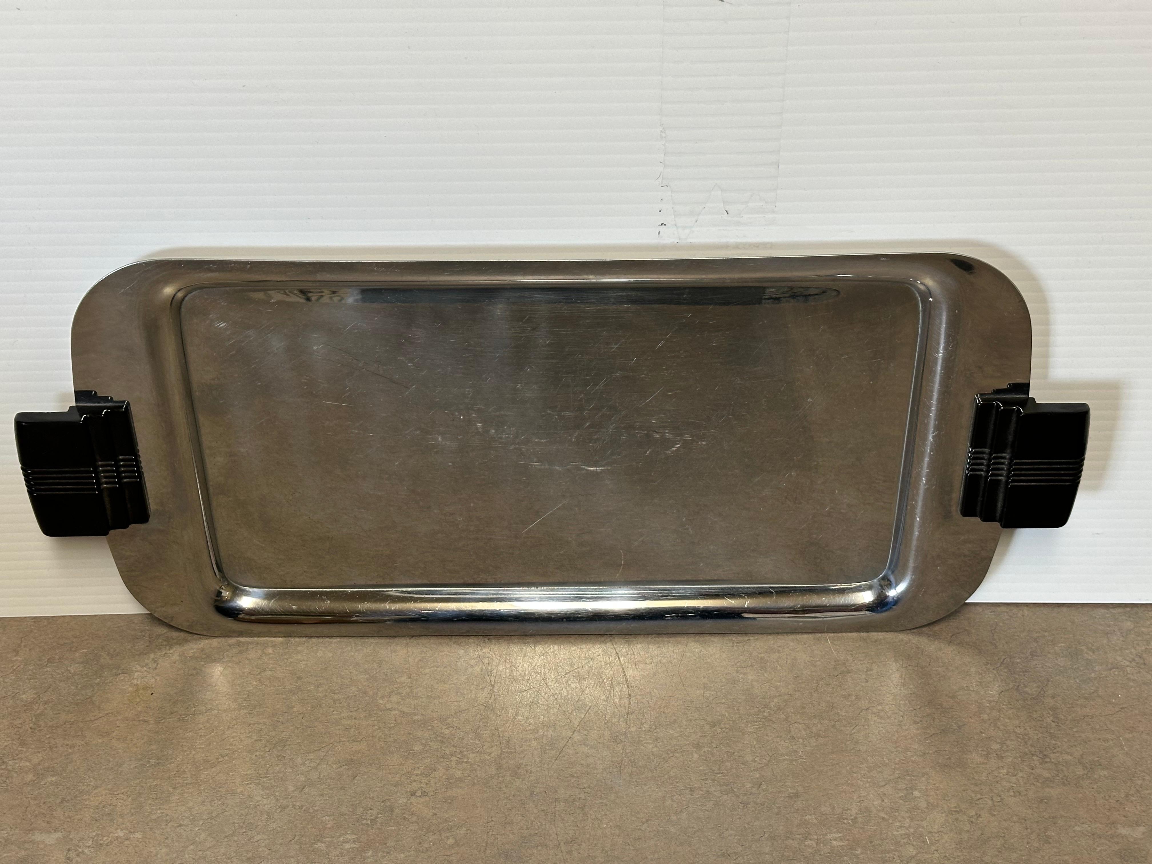 Plateau de service Art Déco de Manning Bowmans en chrome et bakélite en vente 3