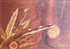 Art Deco Serving Tray, Leaf and Flower Motif, Exotic Wood Marquetry