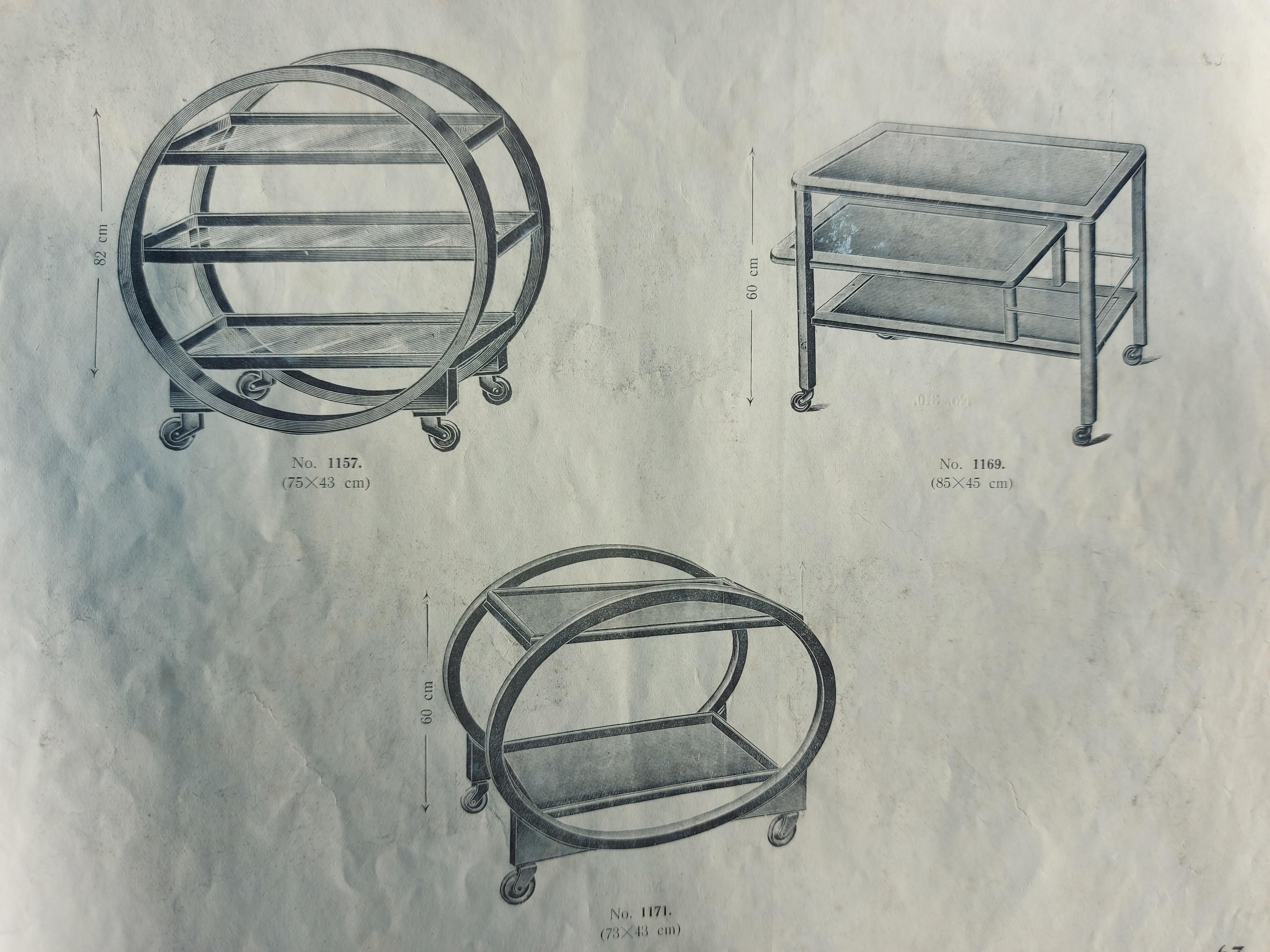 Art deco serving trolley by no.1157 by Thonet Debrecen 1930 For Sale 5