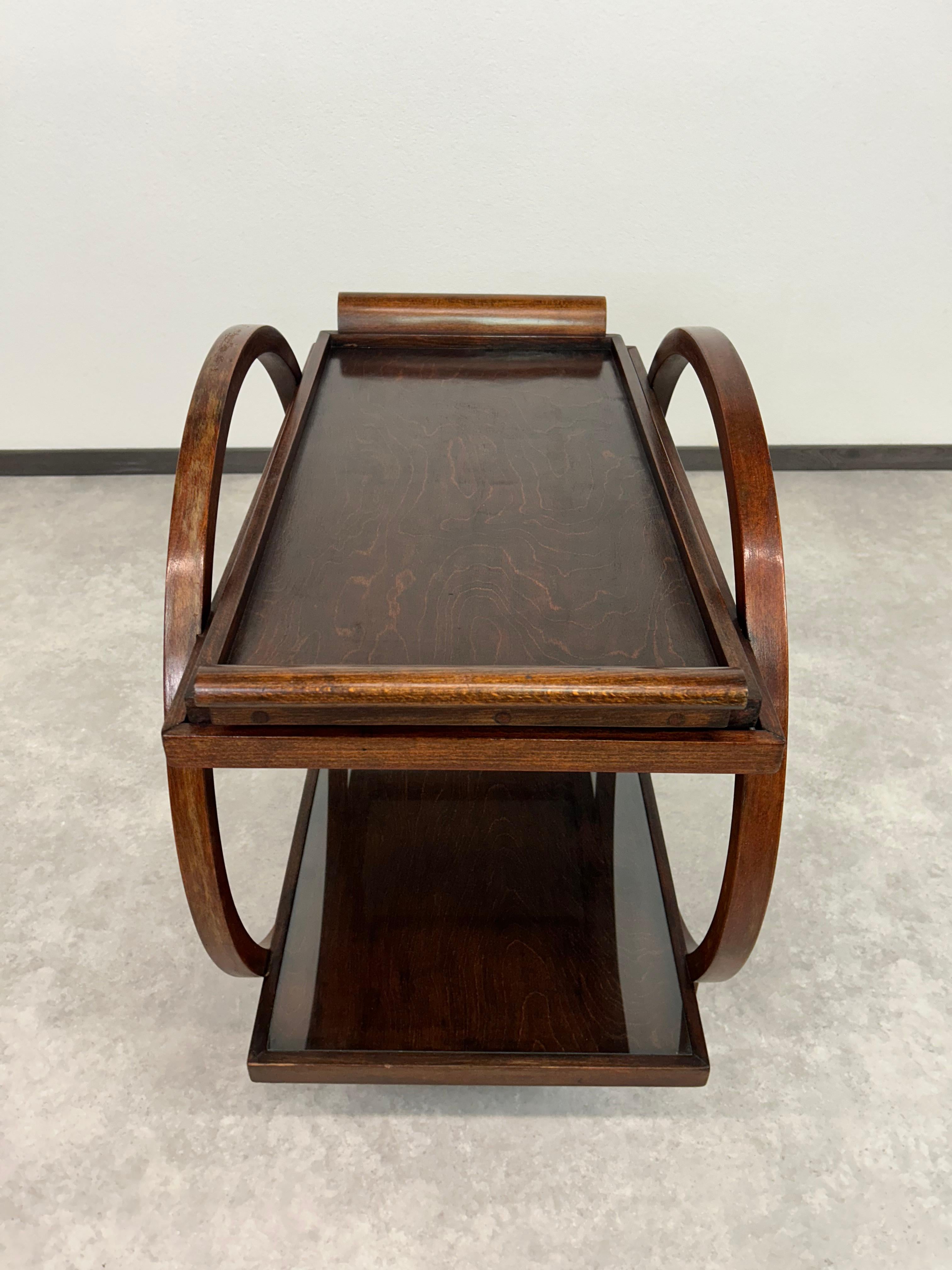 Art deco serving trolley by Thonet Debrecen For Sale 3