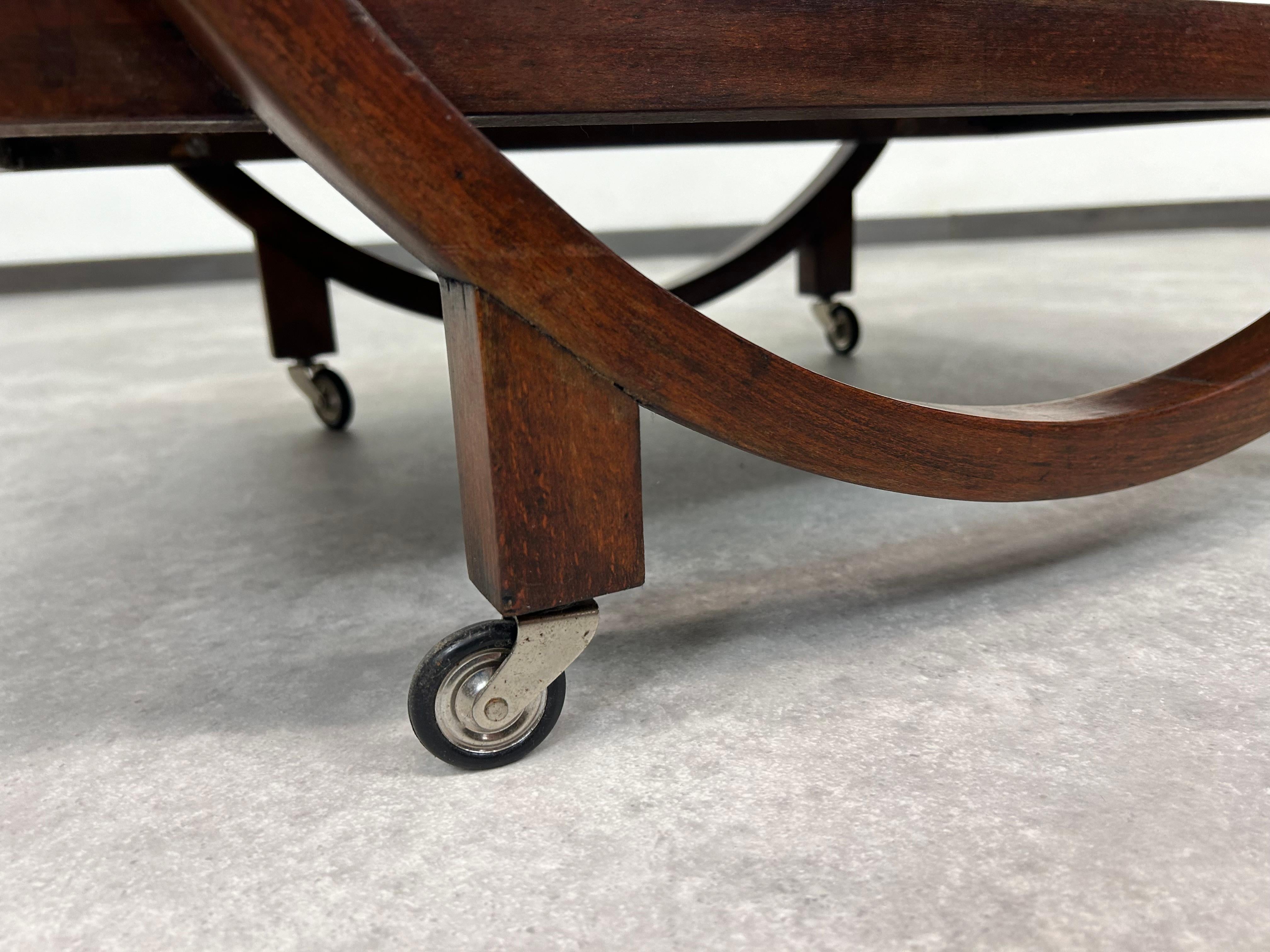 Glass Art deco serving trolley by Thonet Debrecen For Sale