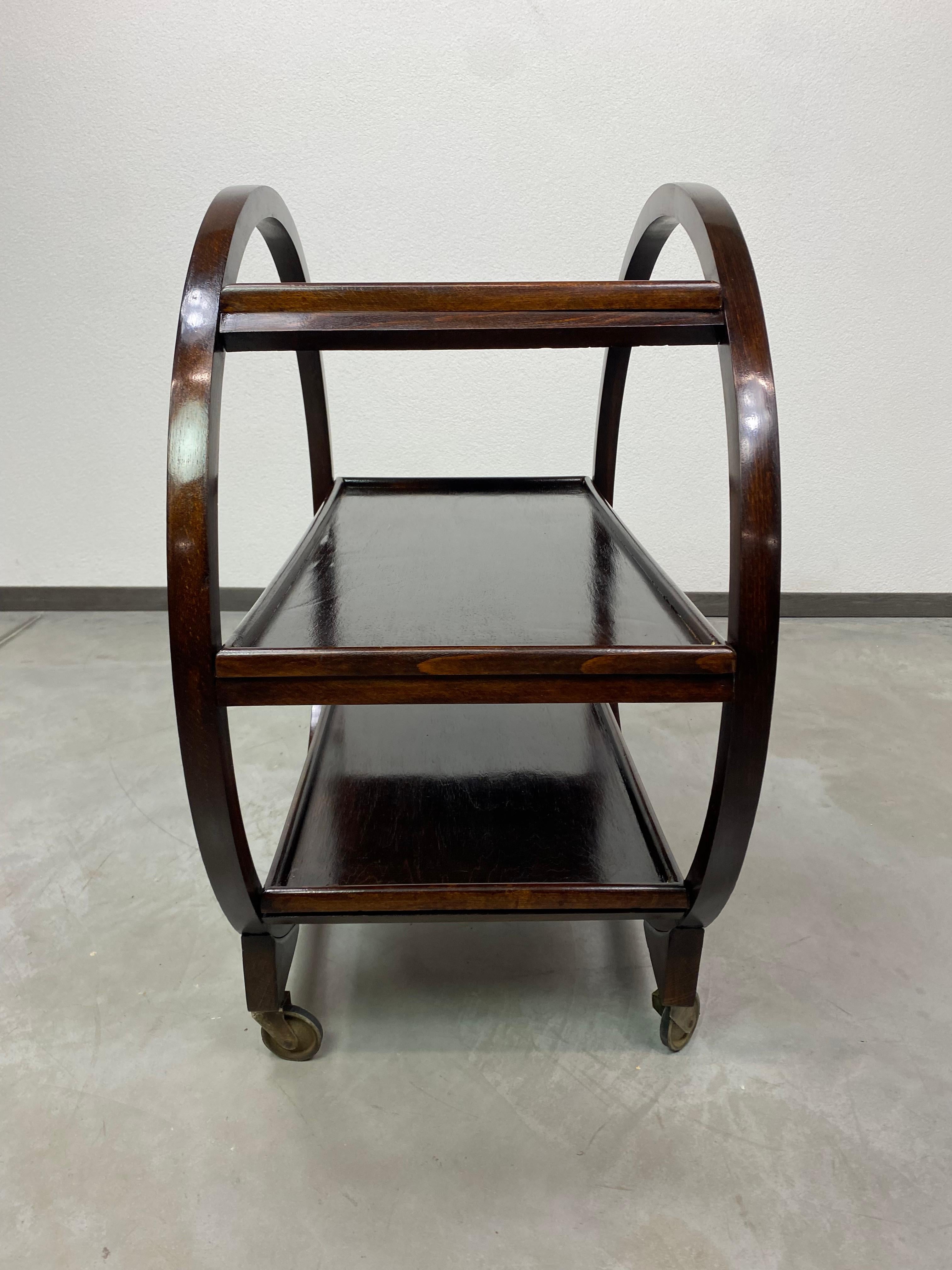 Art deco serving trolley by no.1157 by Thonet Debrecen 1930 For Sale 2