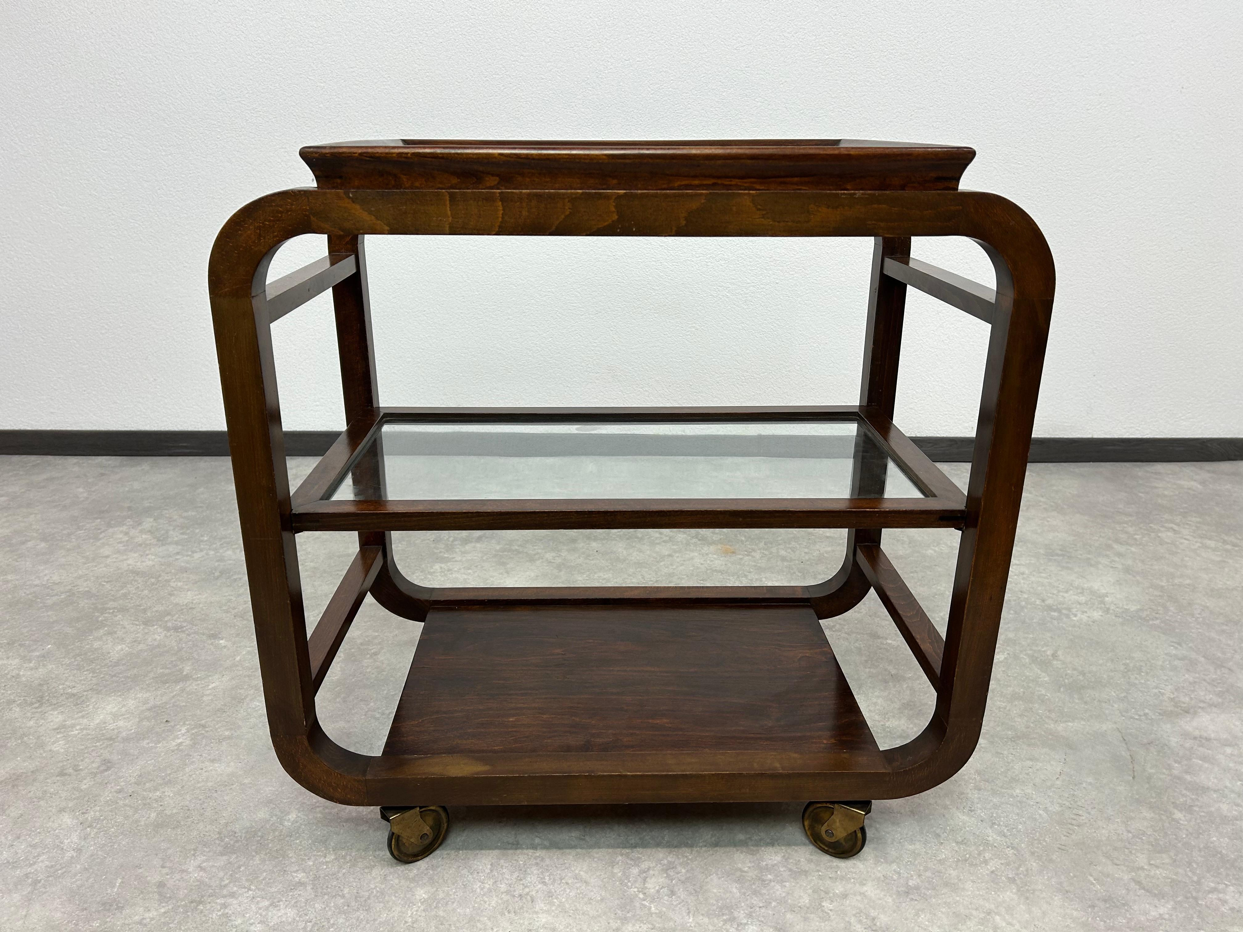 Art deco serving trolley in very nice original condition with signs of use.