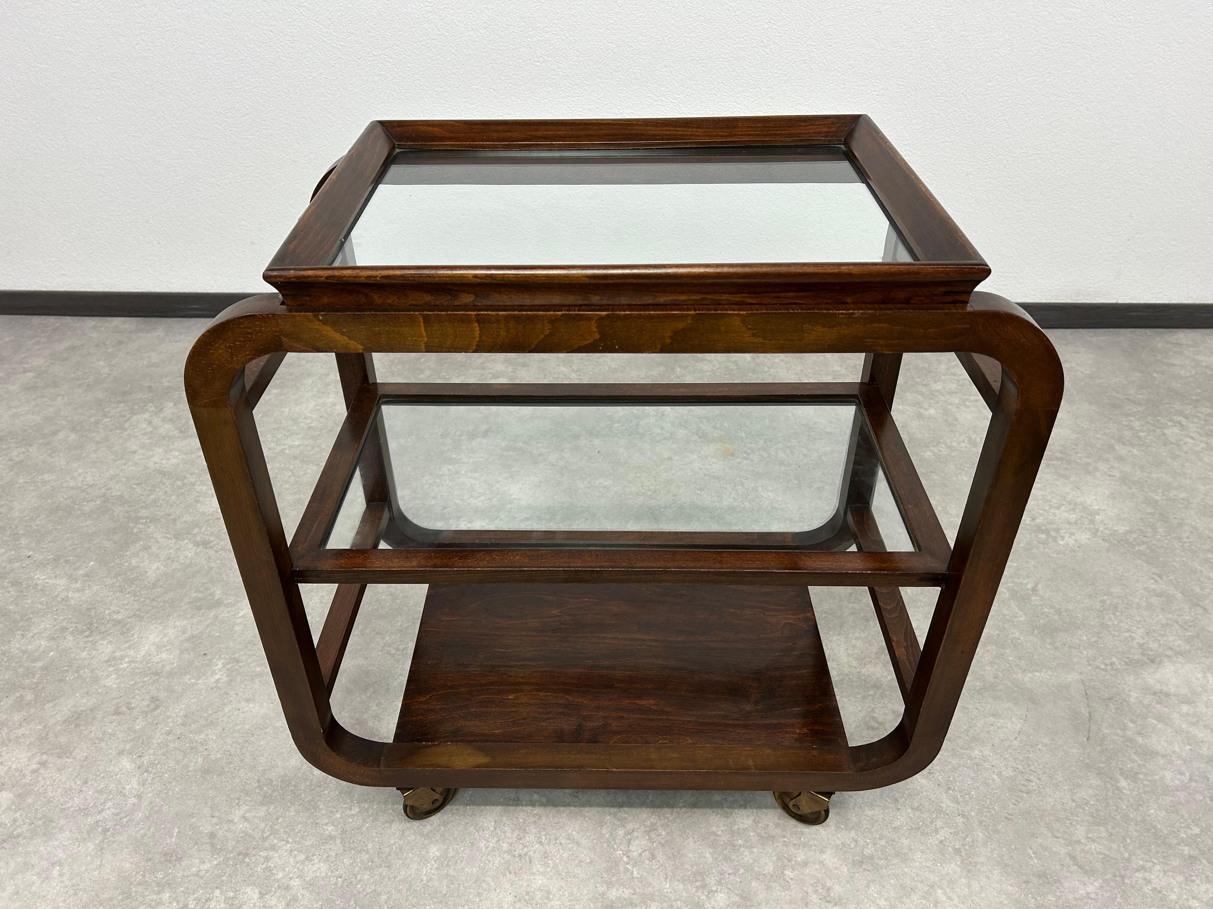 Art deco serving trolley In Good Condition For Sale In Banská Štiavnica, SK