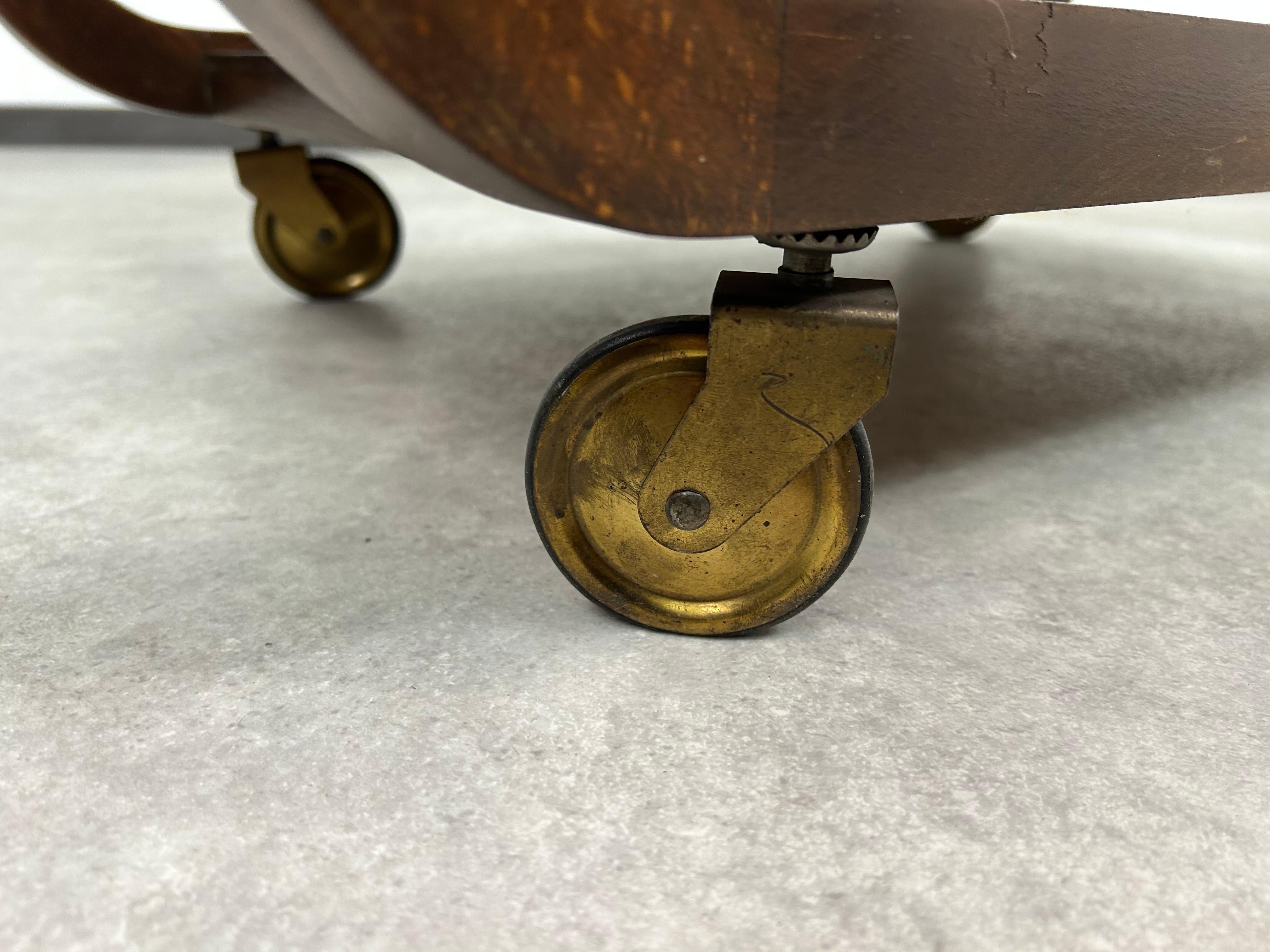 Glass Art deco serving trolley For Sale