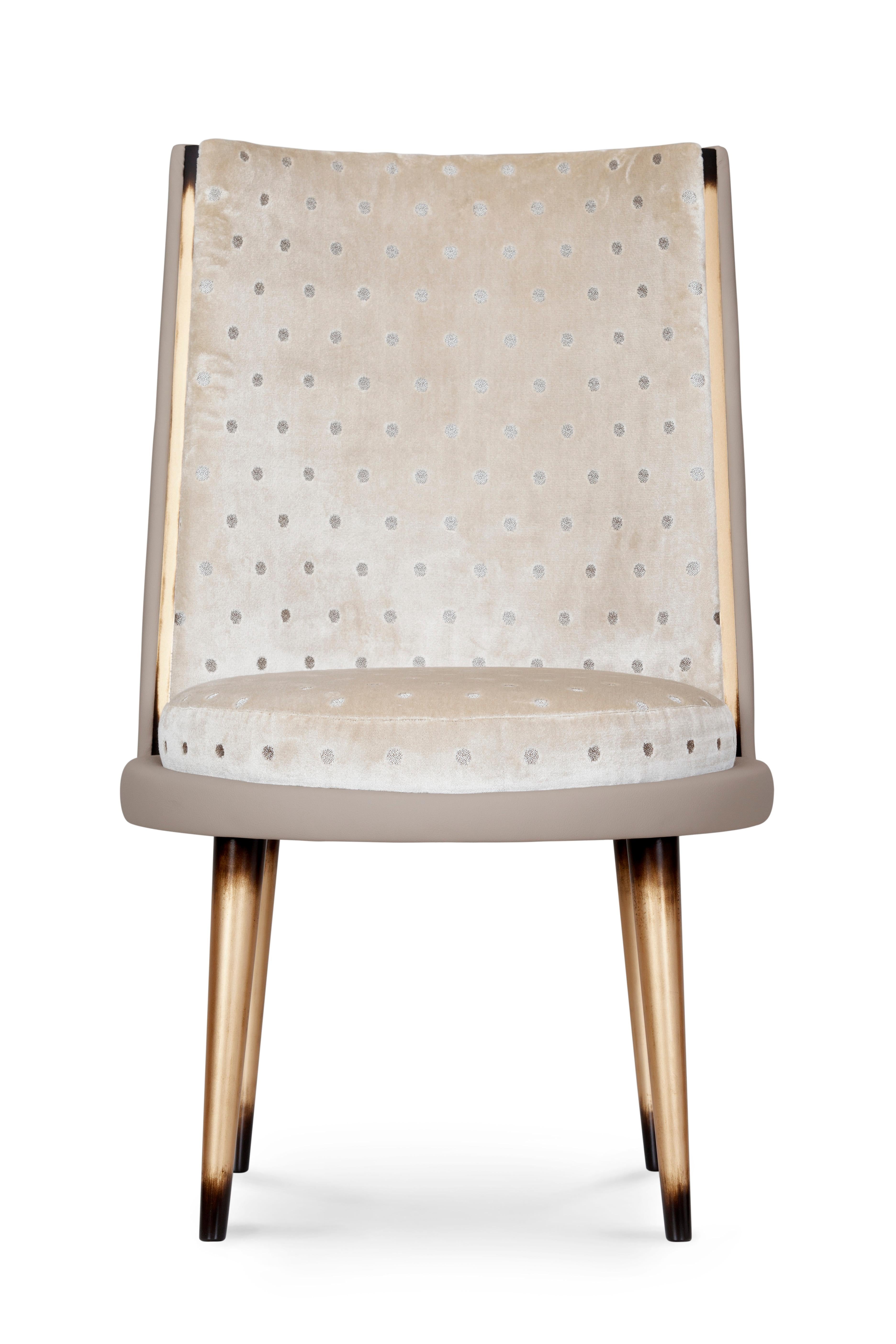 Art Deco Set/6 De Castro Esszimmerstühle, Beige Jacquard, Greenapple im Zustand „Neu“ im Angebot in Lisboa, PT
