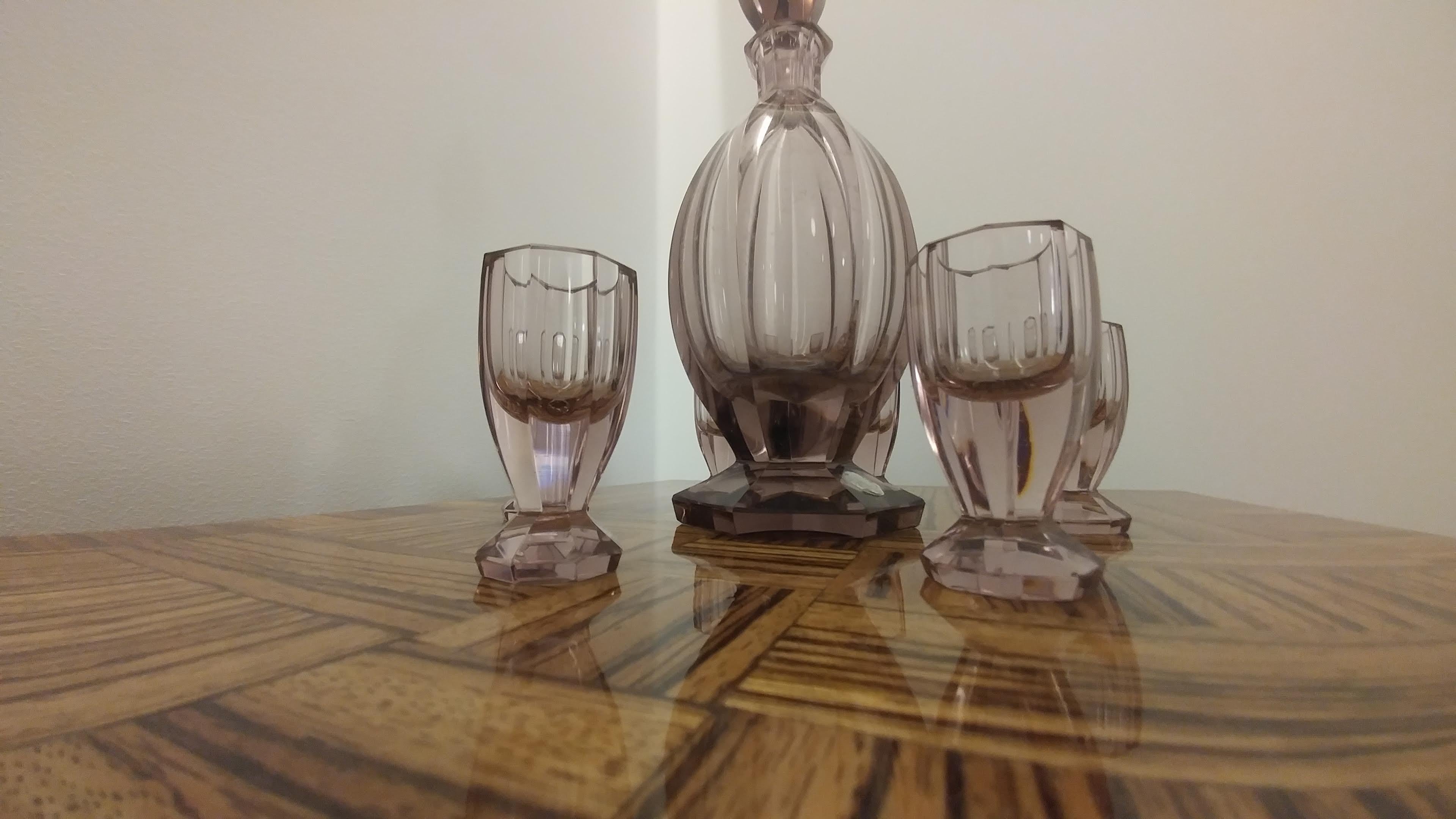 Czech Art Deco Set Decanter and 6 Glasses For Sale