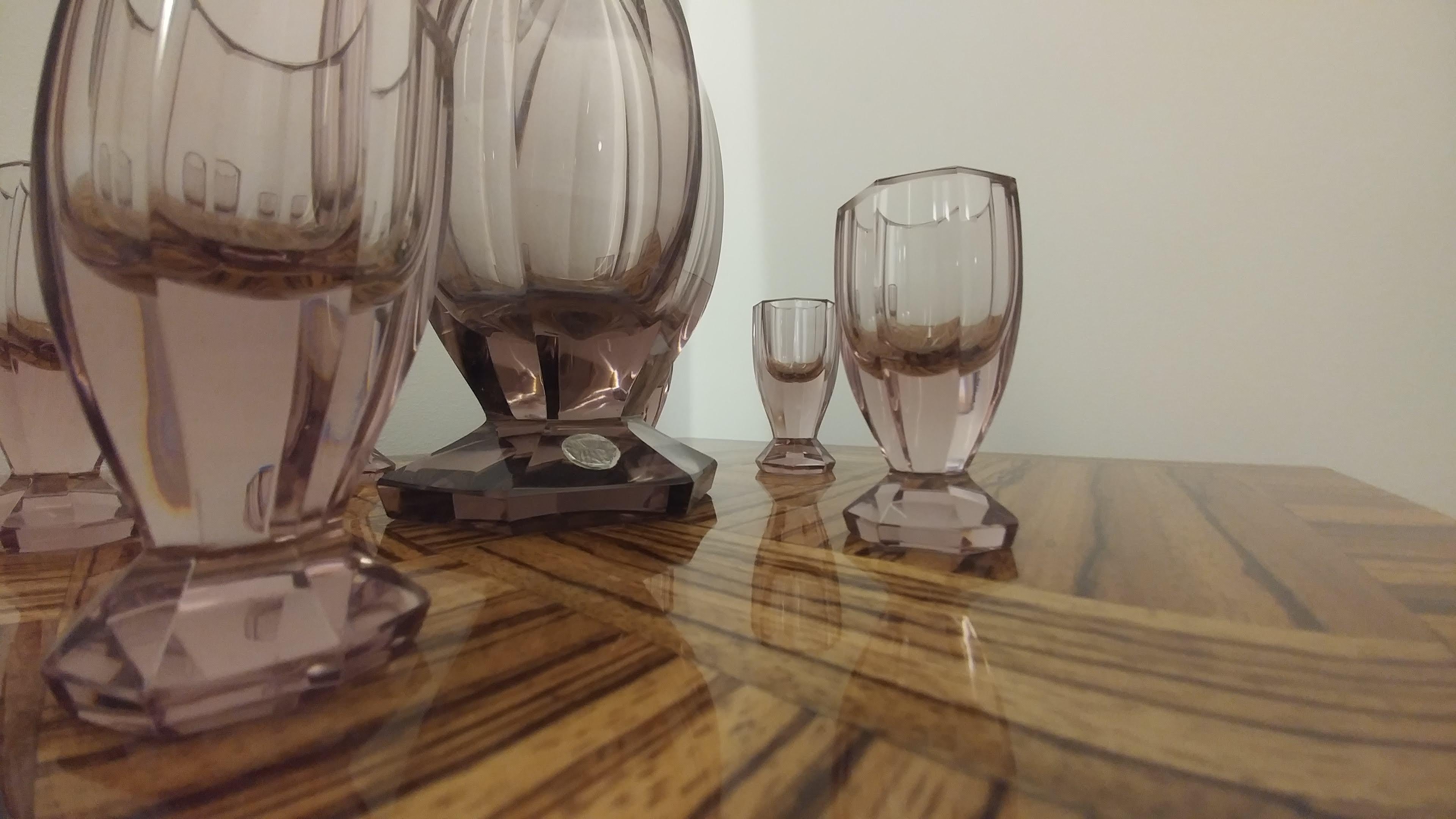 Art Deco Set Decanter and 6 Glasses For Sale 1