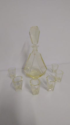 Art Deco Set Decanter and 6 Glasses .