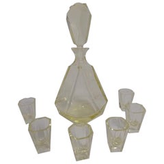 Art Deco Set Decanter and 6 Glasses from 1930
