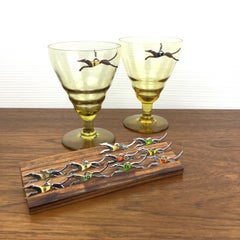 Art Deco Set Glass Markers "greyhound race", France, 1930