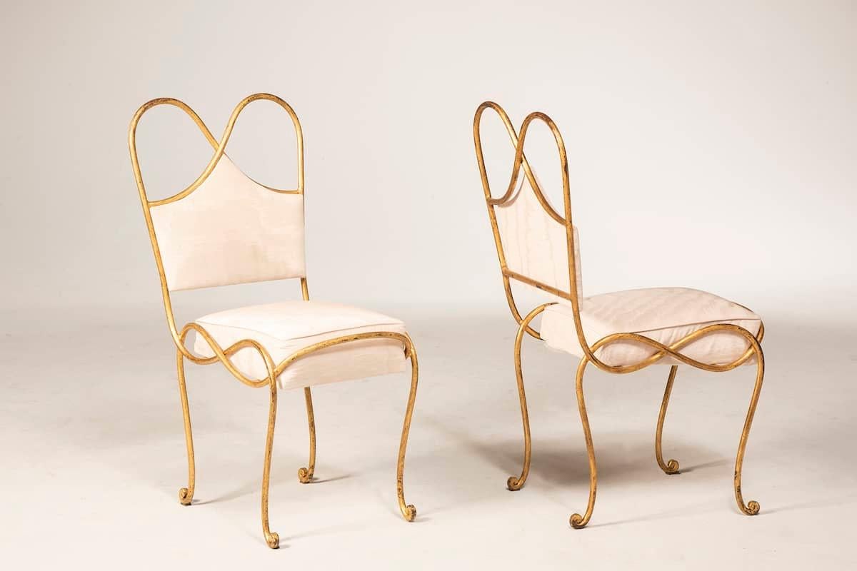 Art Deco Set of 10 French Wrought Iron Chairs For Sale 2