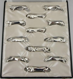 Art Deco Set of 12 Animal Knife Rests by Sandoz for Gallia Christofle, 1930